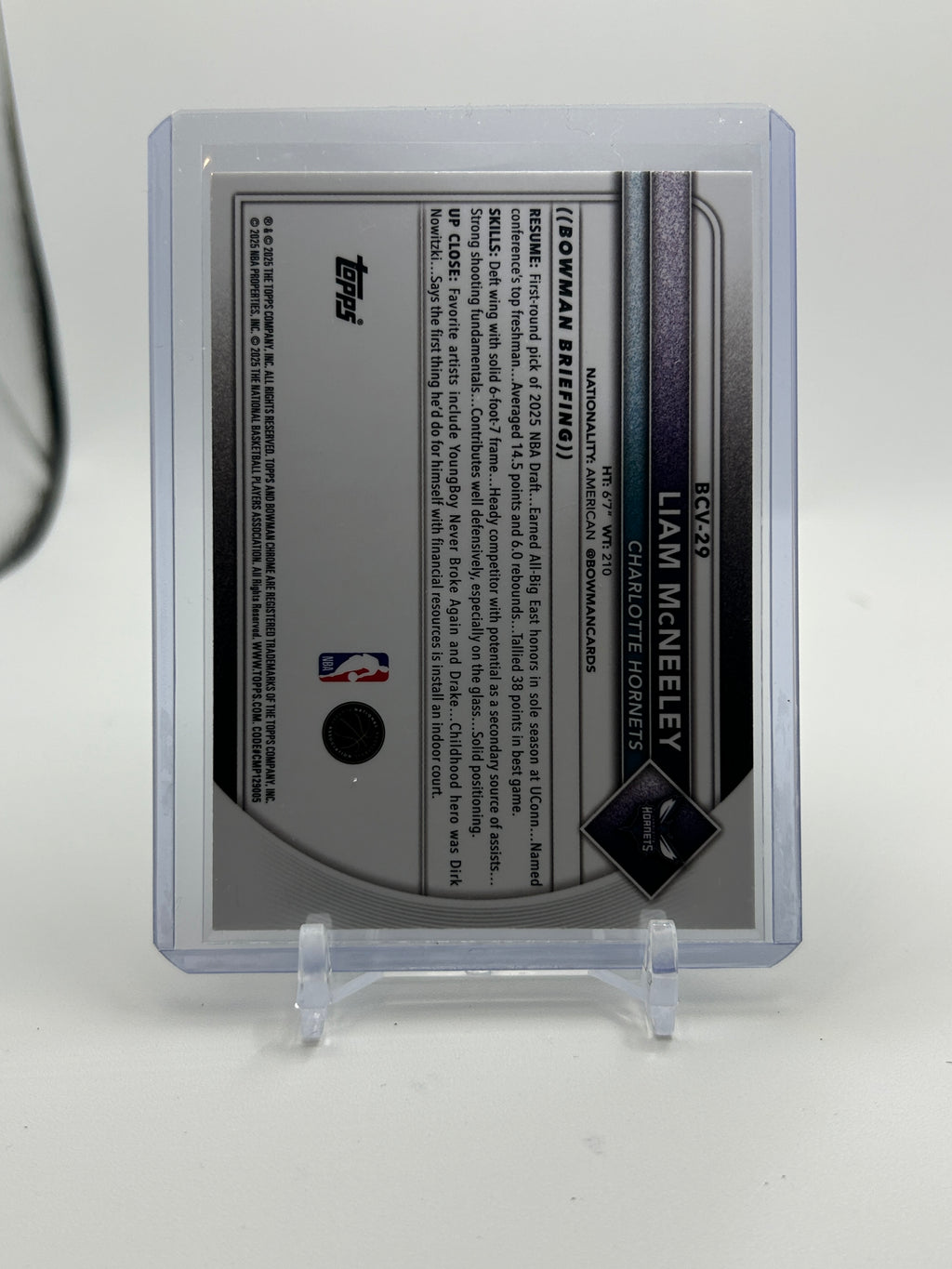 2025-26 Bowman Chrome Liam McNeeley Purple Refractor Rookie /299
