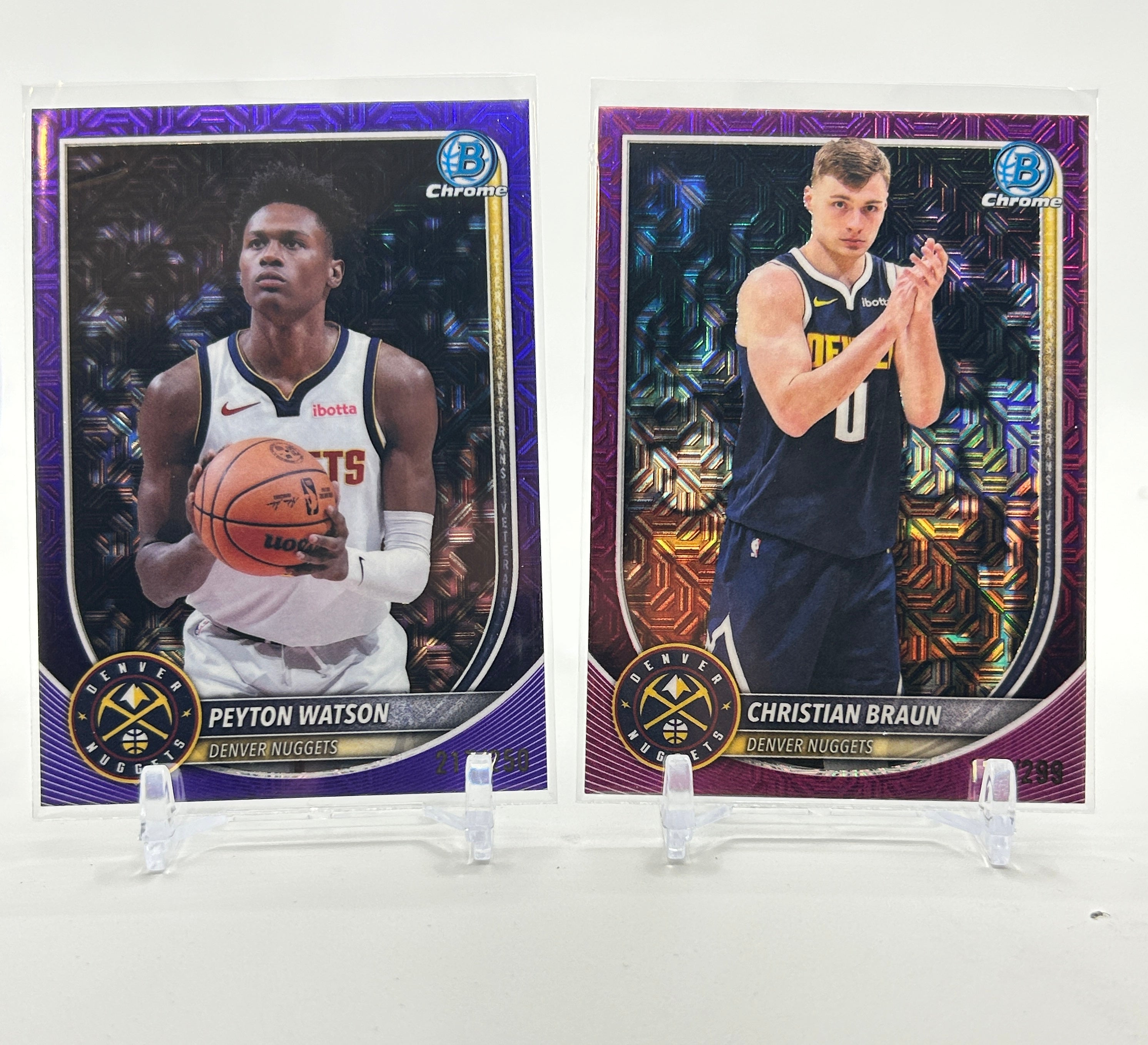 2025-26 Bowman Chrome Peyton Watson Purple Refractor /250 + Christian Braun /299