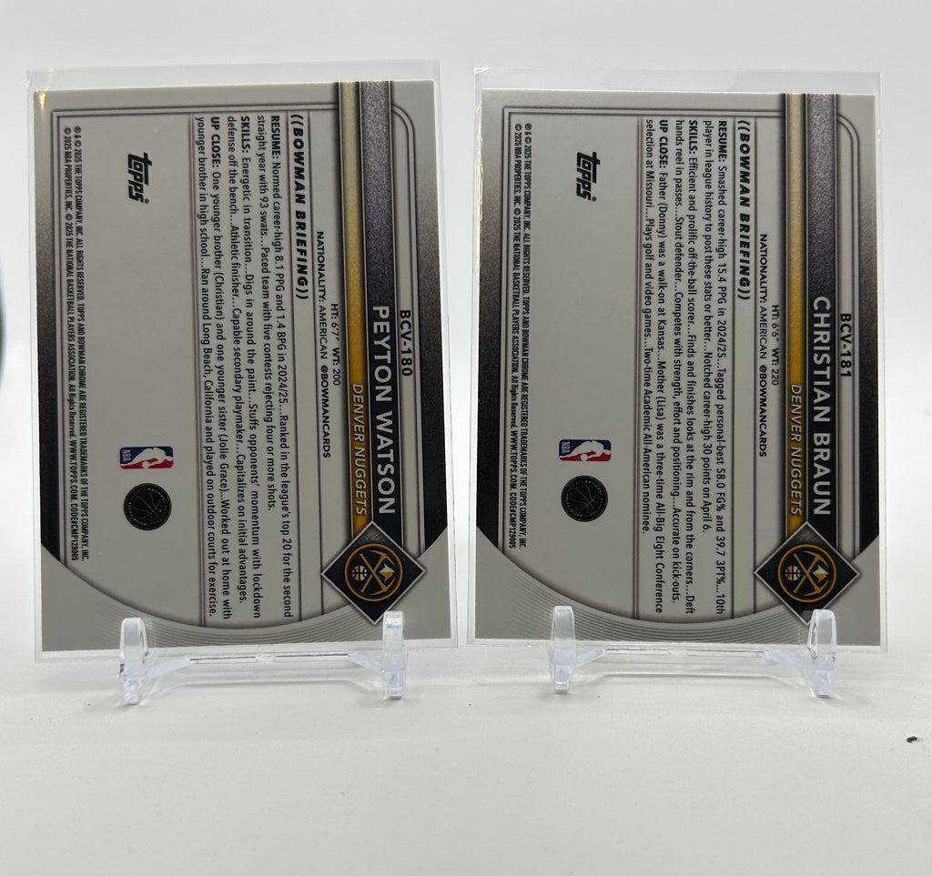 2025-26 Bowman Chrome Peyton Watson Purple Refractor /250 + Christian Braun /299