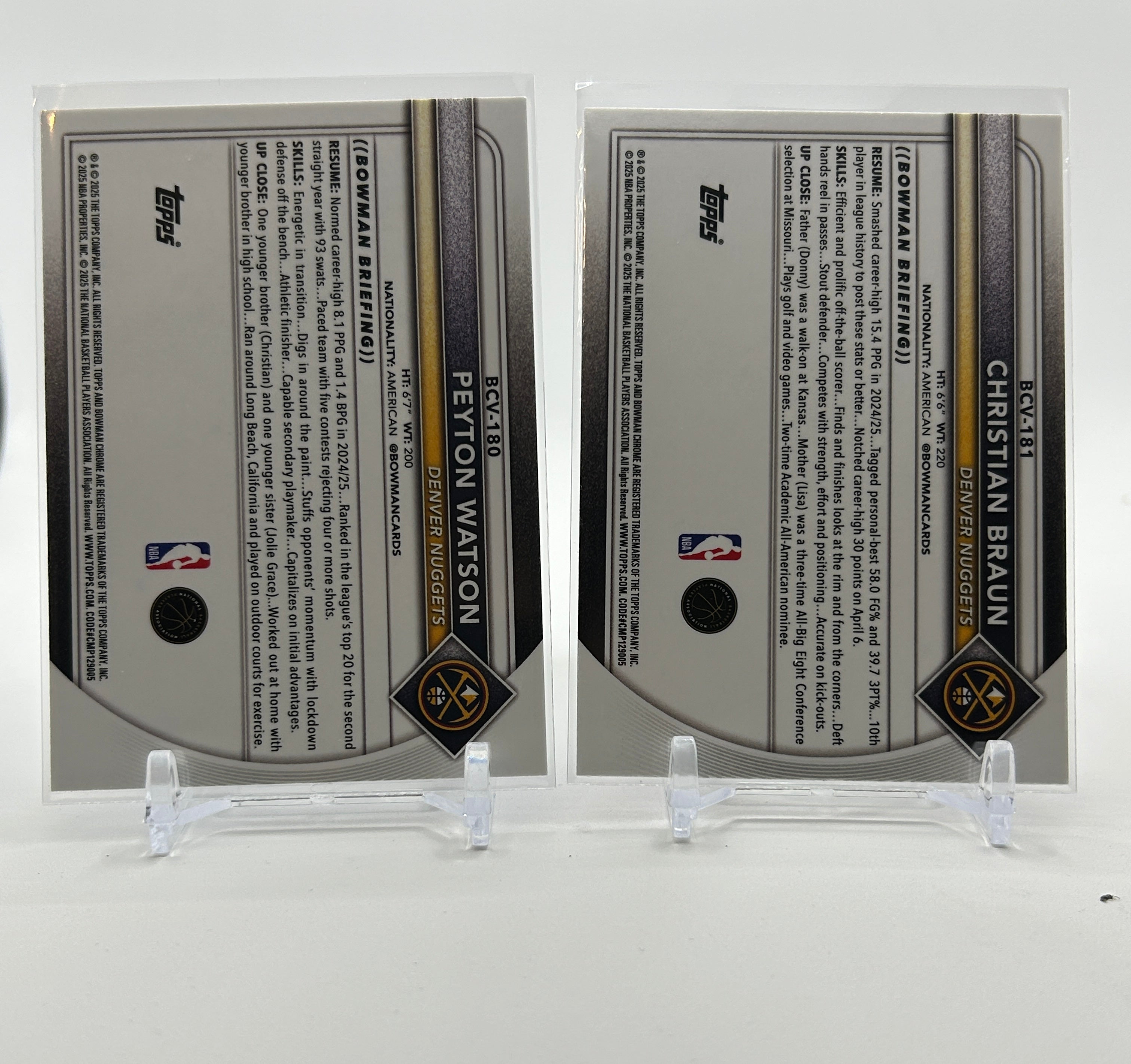 2025-26 Bowman Chrome Peyton Watson Purple Refractor /250 + Christian Braun /299