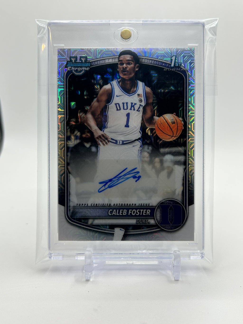 2025-26 Bowman Chrome University Caleb Foster 1st Mojo Refractor Rookie Auto