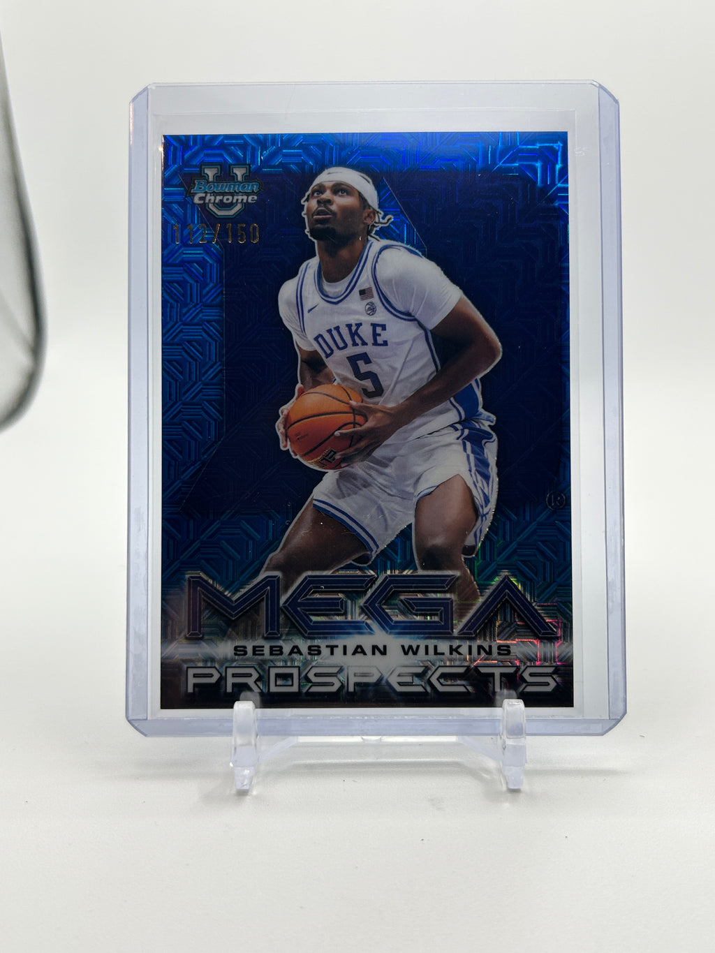 2025-26 Bowman Chrome University Sebastian Wilkins Mega Blue Refractor /150