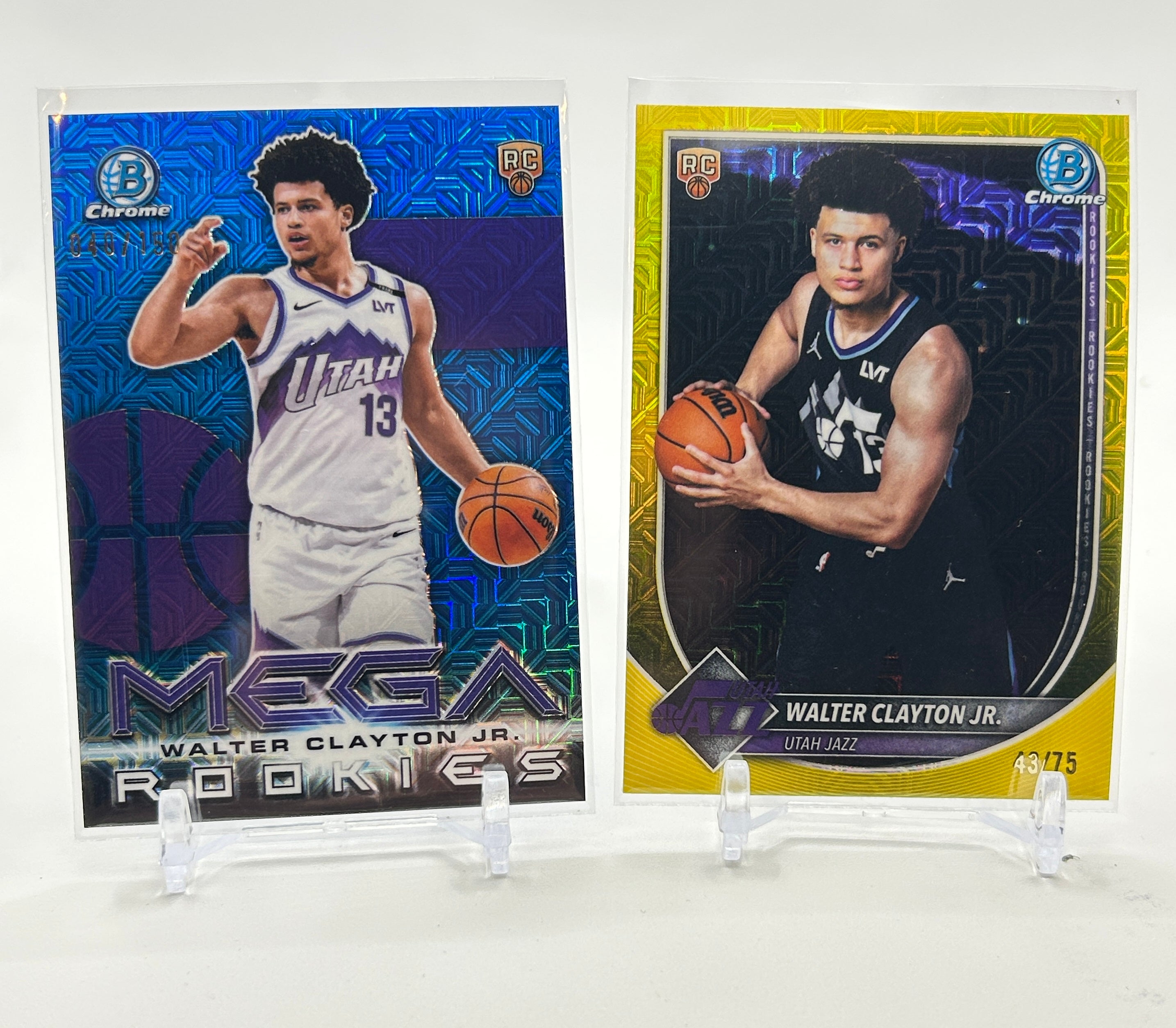 2025-26 Bowman Chrome Walter Clayton Yellow Refractor /75 + Mega Blue RC /150