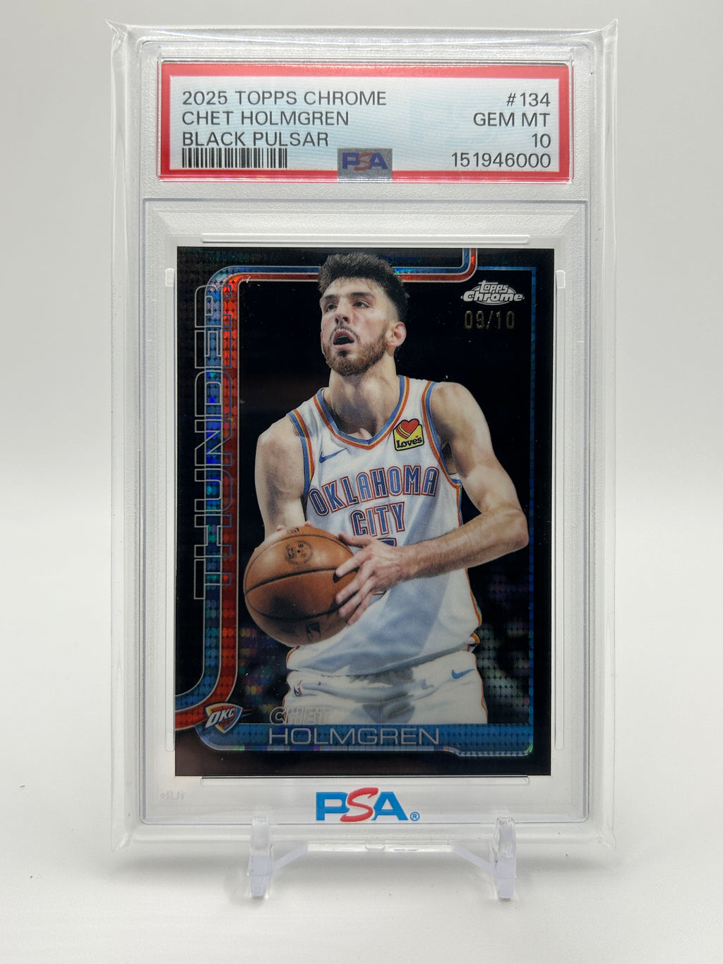 2025-26 Topps Chrome Chet Holmgren Black Pulsar Refractor /10 PSA 10 Pop 1/1