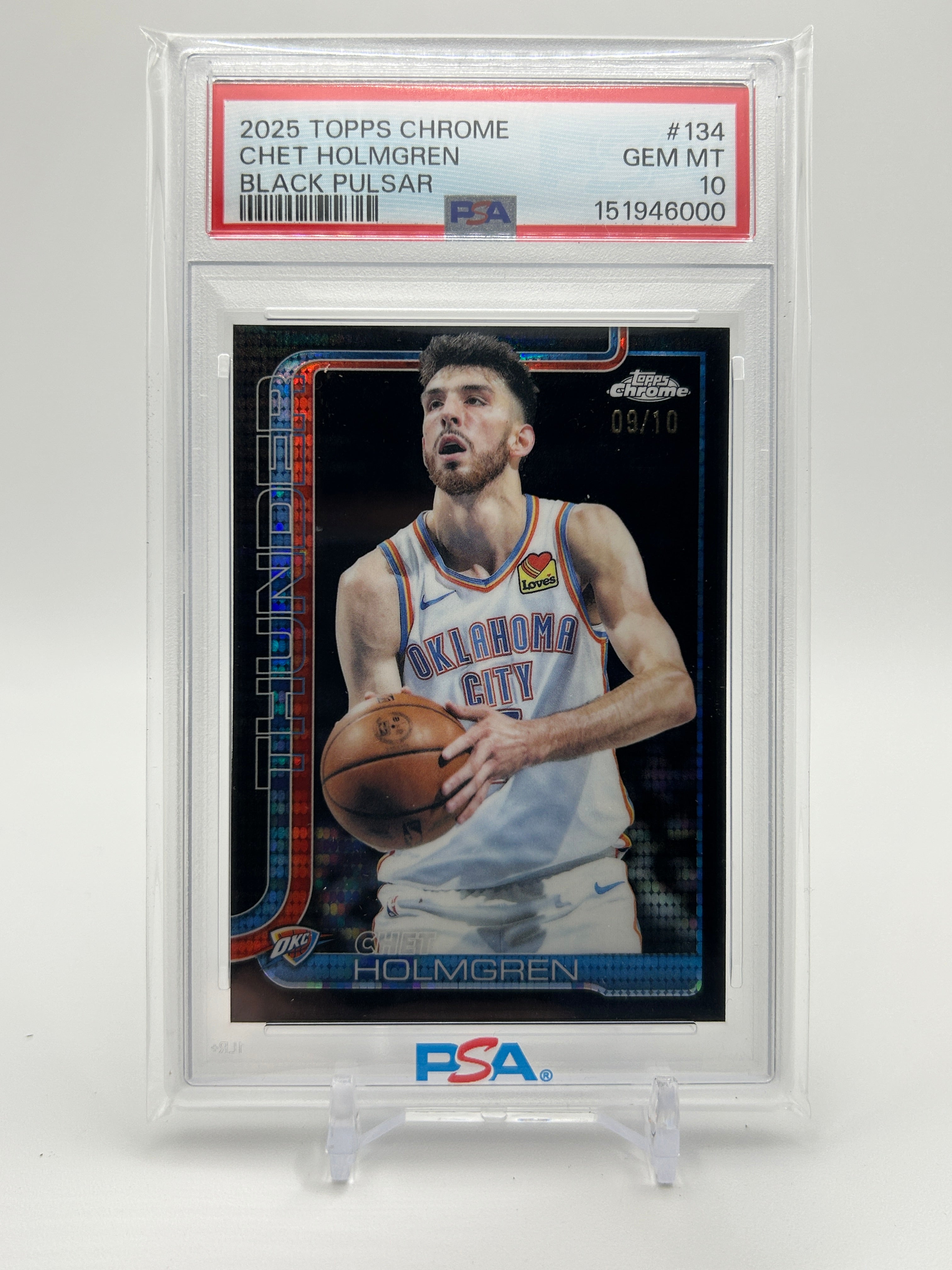 2025-26 Topps Chrome Chet Holmgren Black Pulsar Refractor /10 PSA 10 Pop 1/1