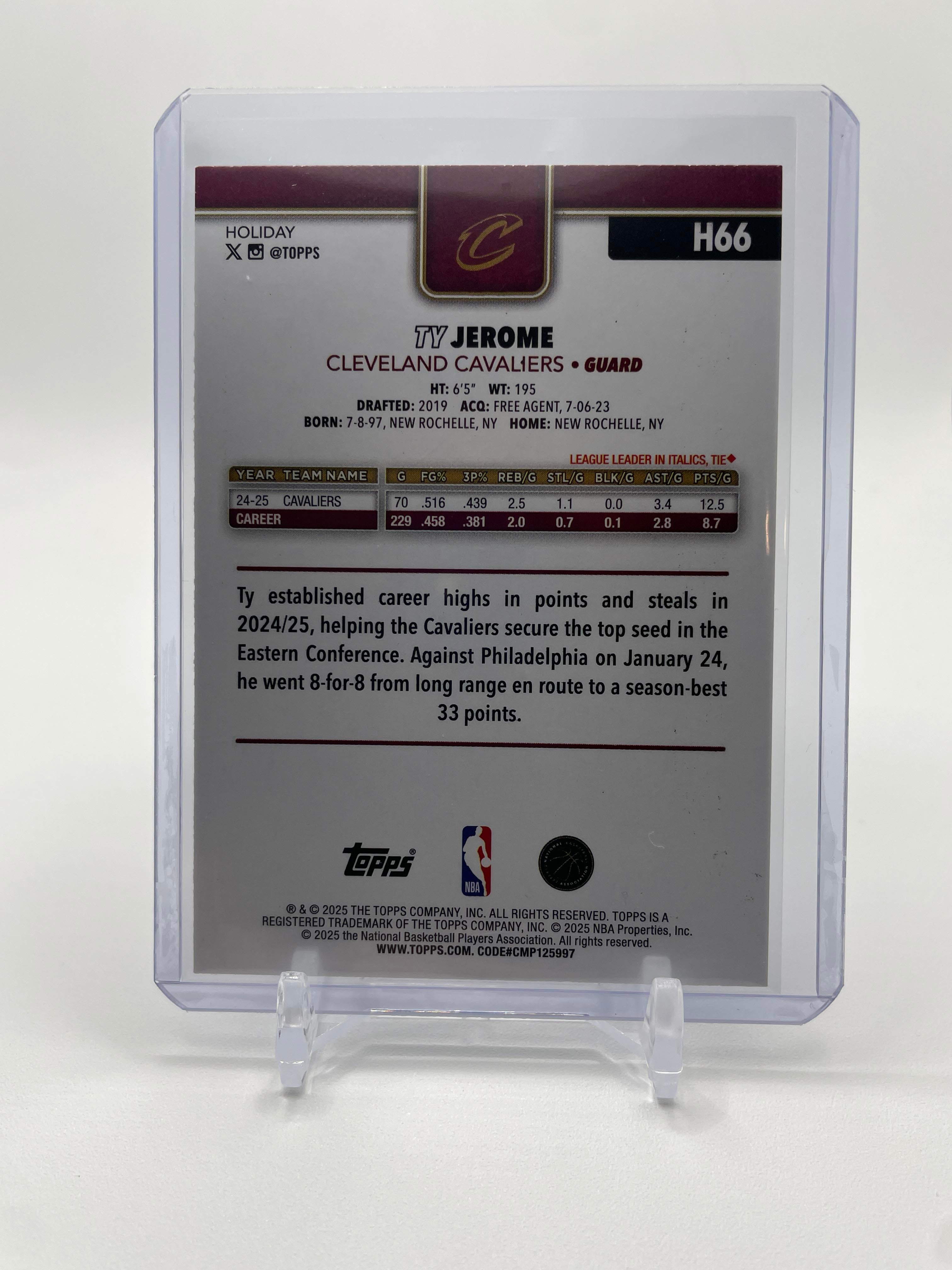 2025-26 Topps Holiday Ty Jerome Blue Metallic Glitter Parallel SP #H66