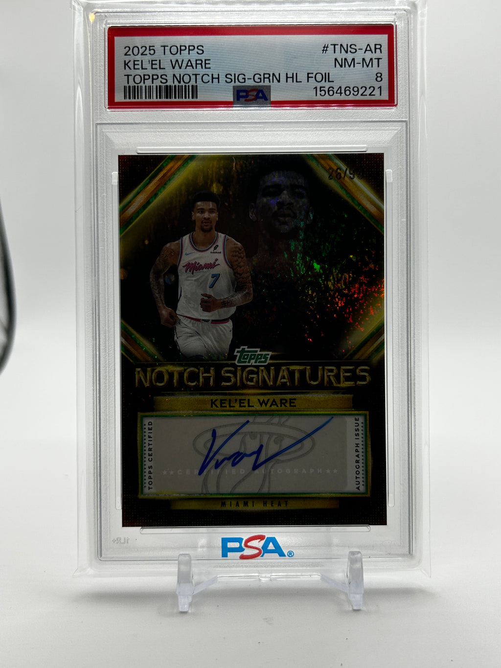2025-26 Topps Kel'El Ware Topps Notch Signatures Green Foil Auto /99 PSA 8