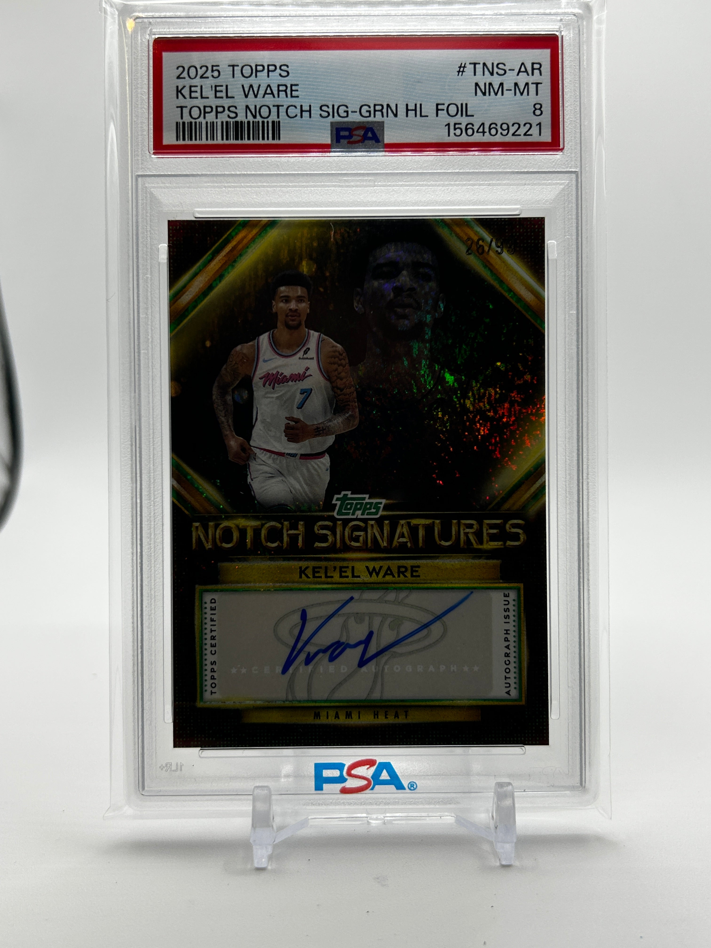 2025-26 Topps Kel'El Ware Topps Notch Signatures Green Foil Auto /99 PSA 8