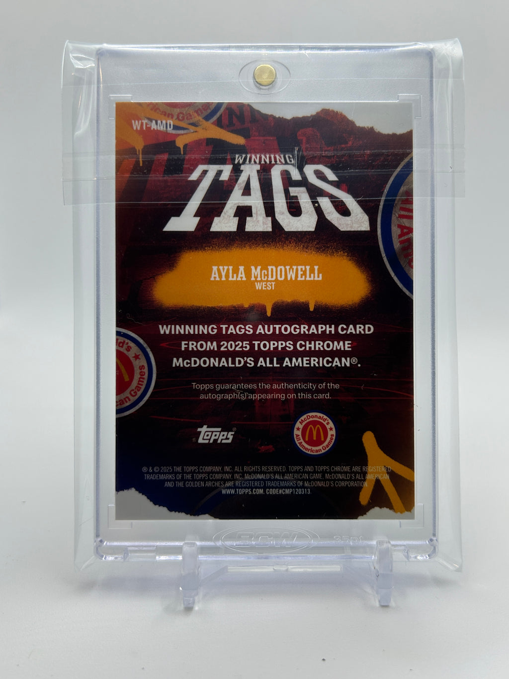2025-26 Topps McDonald's Chrome Ayla McDowell Winning Tags SP Auto