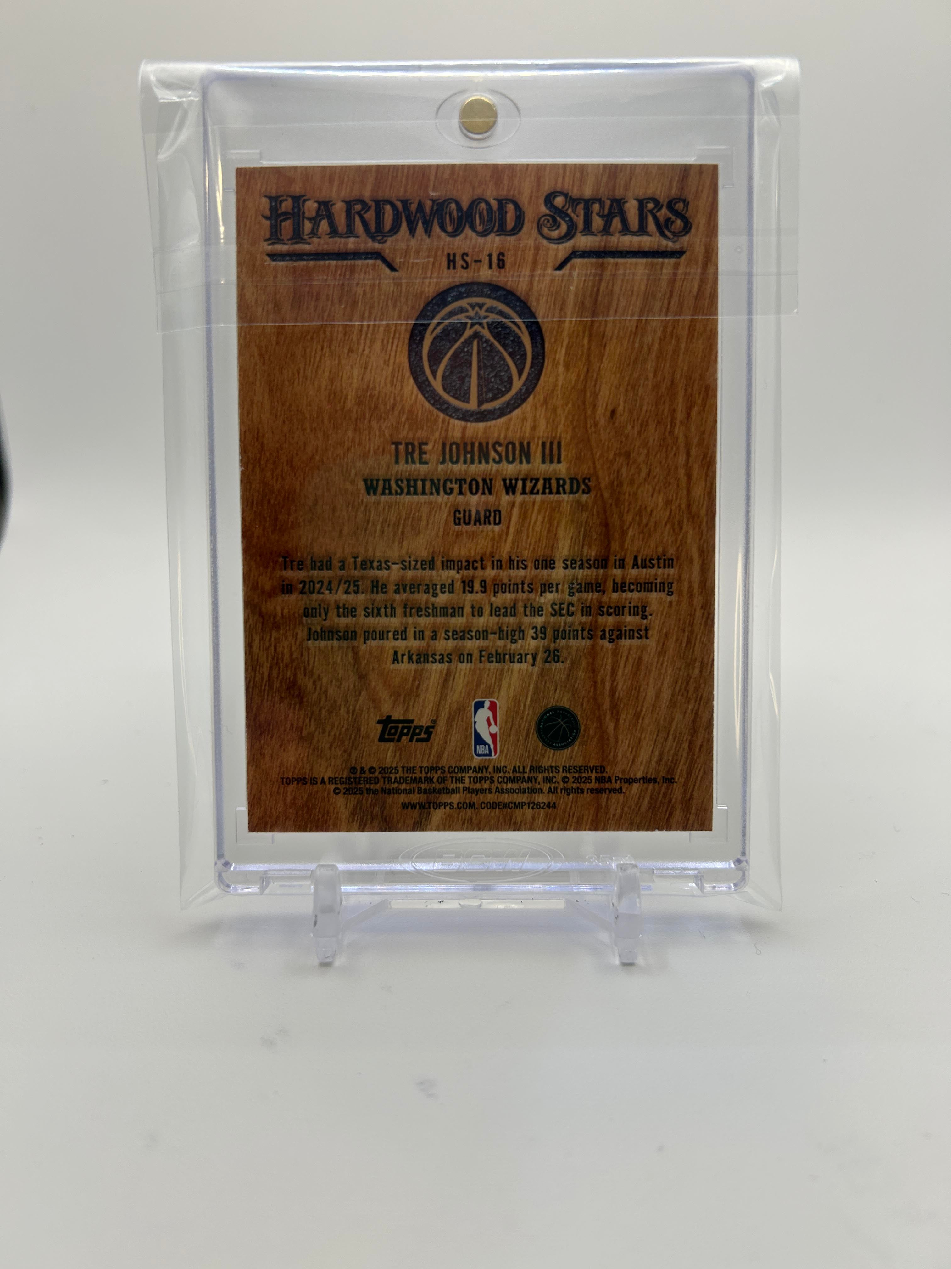 2025-26 Topps Tre Johnson III Hardwood Stars Rookie SSP
