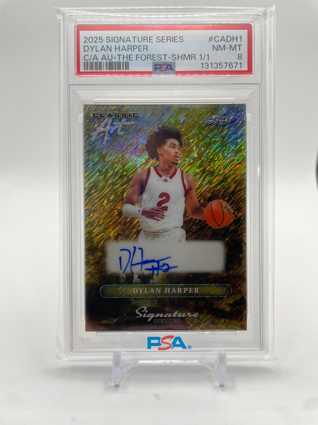 2025 Leaf Signature Series Dylan Harper Forest Shimmer 1/1 Rookie Auto PSA 8