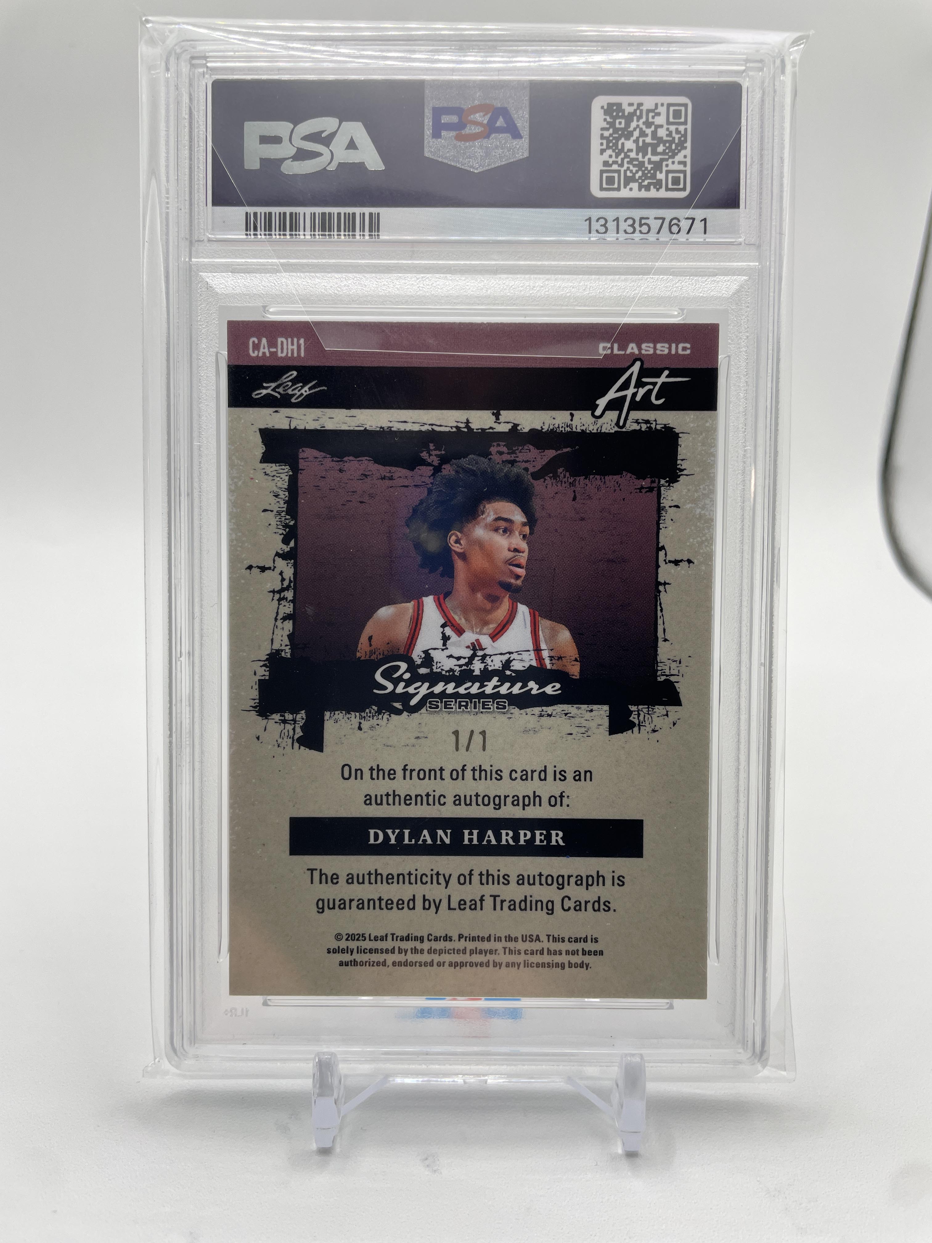 2025 Leaf Signature Series Dylan Harper Forest Shimmer 1/1 Rookie Auto PSA 8