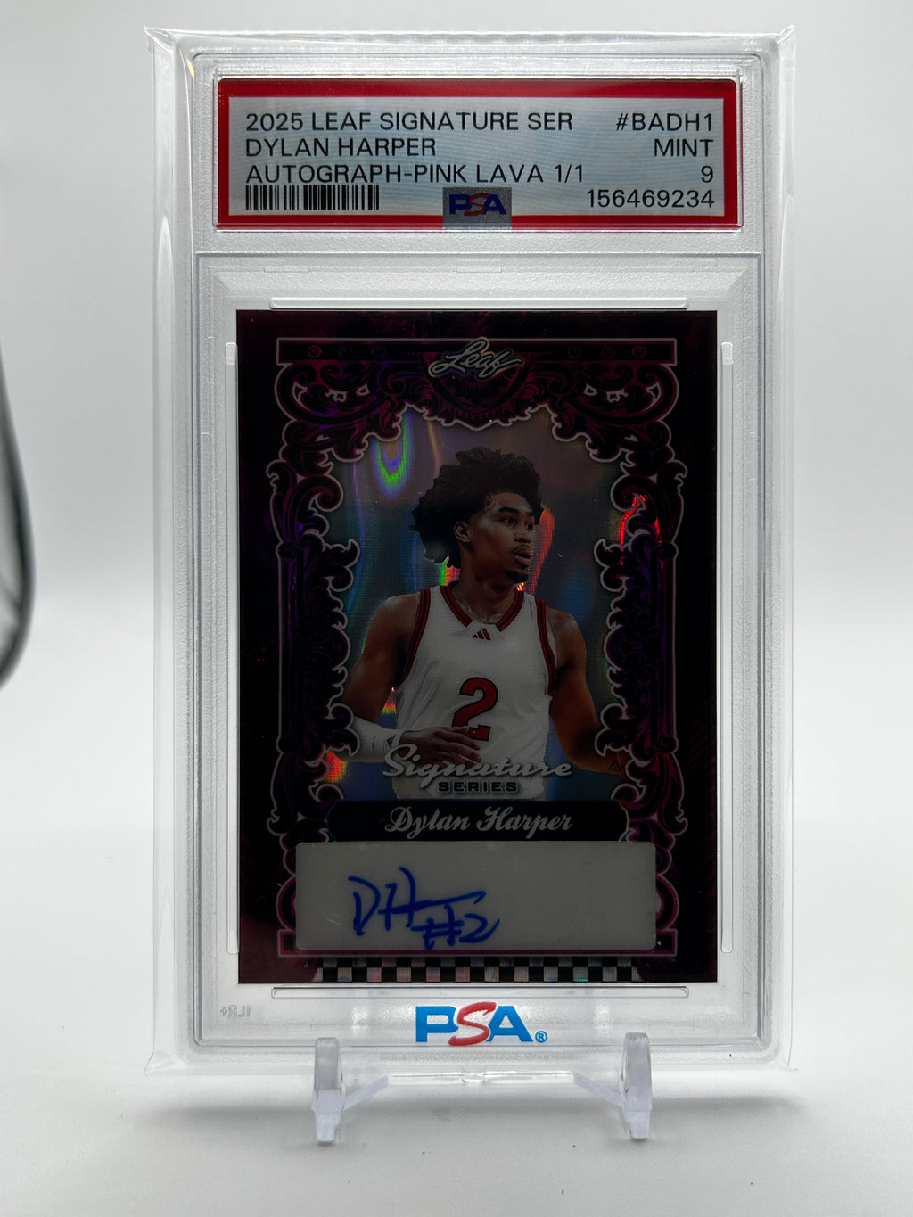 2025 Leaf Signature Series Dylan Harper Pink Lava Rookie Auto 1/1 PSA 9 Mint