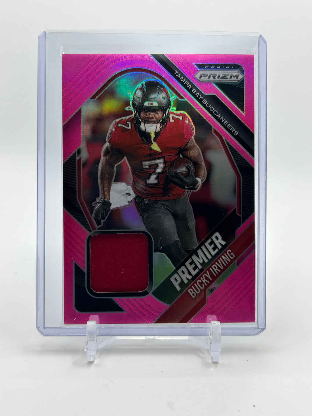 2025 Panini Prizm Bucky Irving Premier Pink Prizm Patch