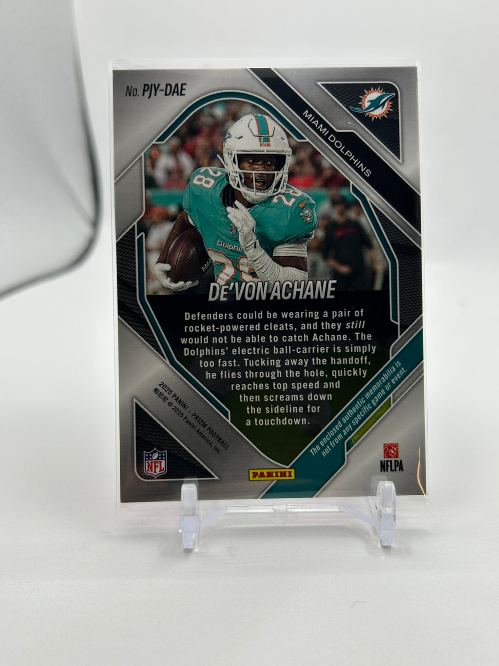 2025 Panini Prizm De'Von Achane Premier Pink Prizm Patch