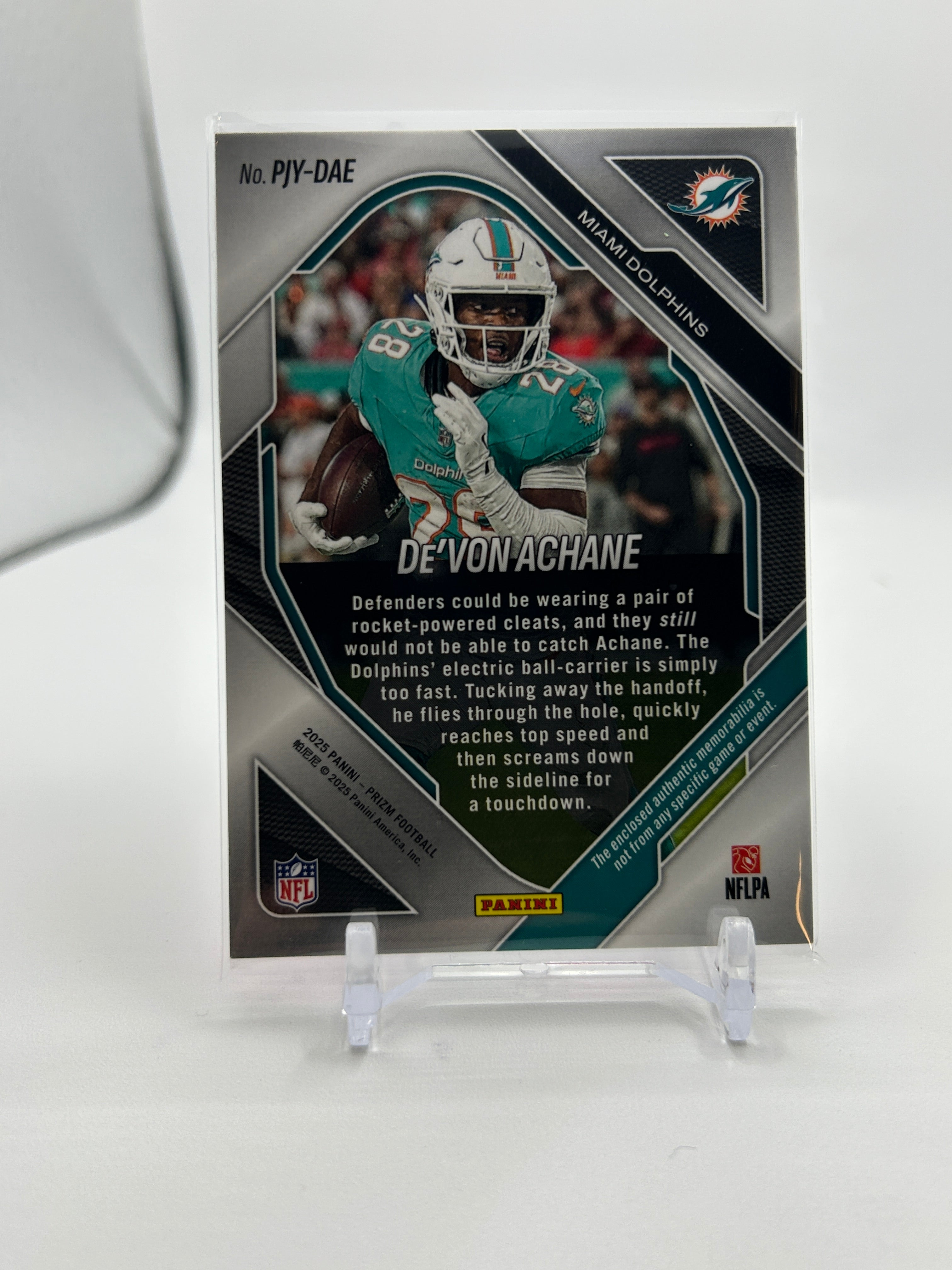 2025 Panini Prizm De'Von Achane Premier Pink Prizm Patch