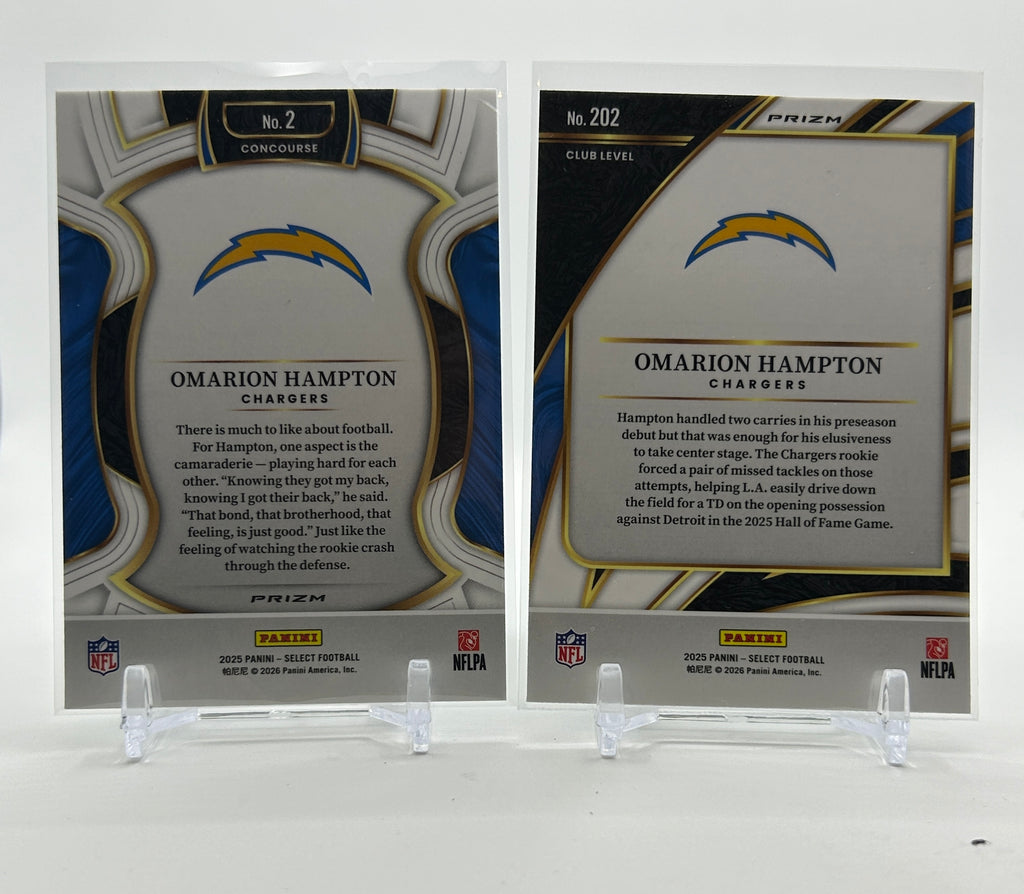 2025 Panini Prizm Omarion Hampton  Pink + Select Black & Green Shock Prizm RC