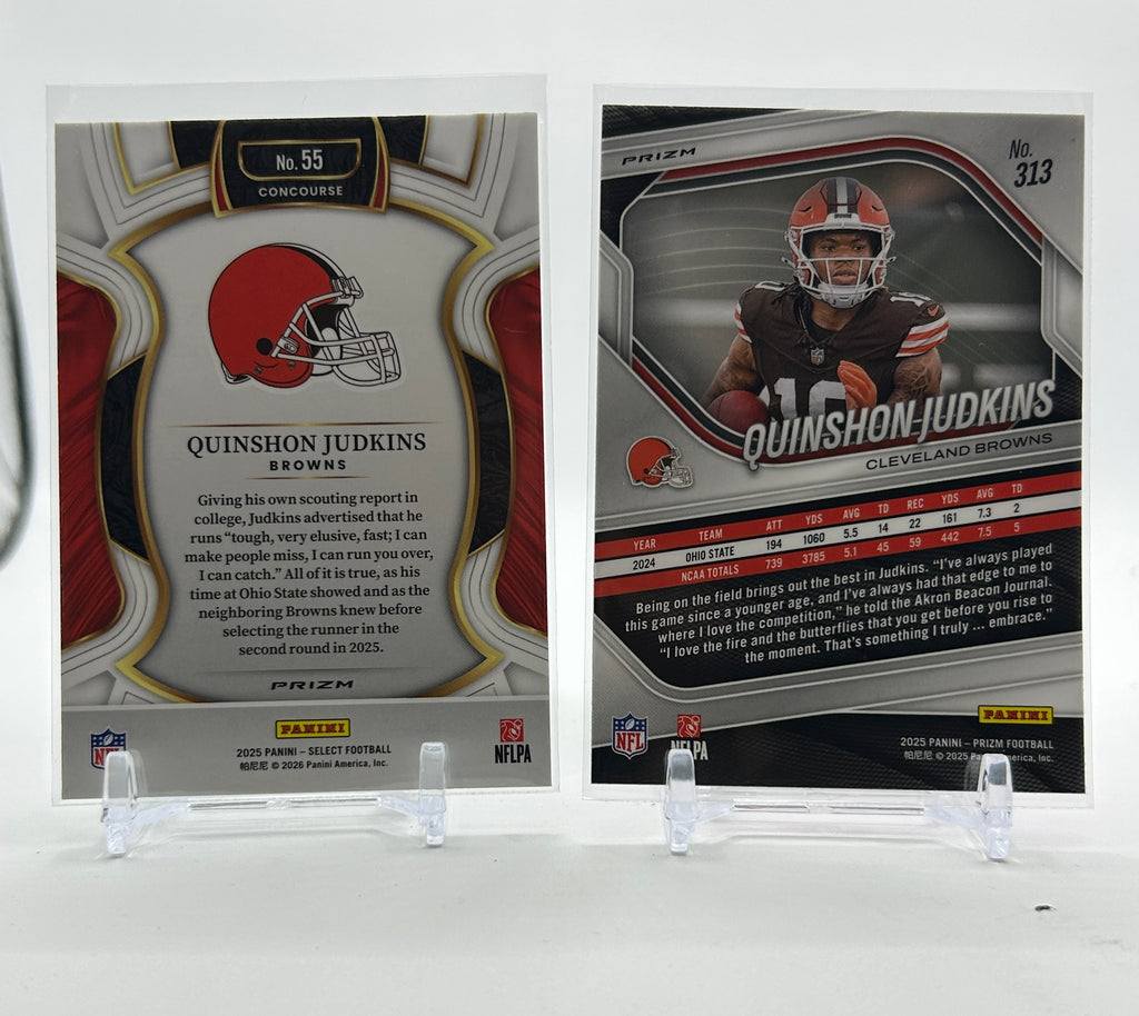 2025 Panini Prizm Quinshon Judkins Pink + Select Black & Green Shock Prizm RC