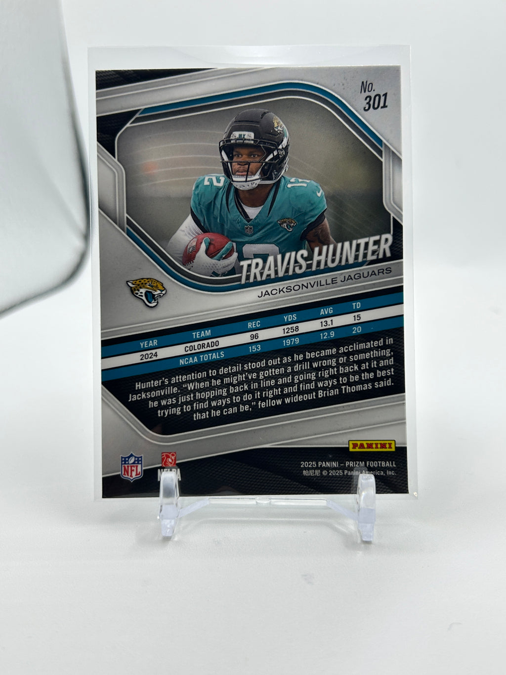 2025 Panini Prizm Travis Hunter Rookie #301