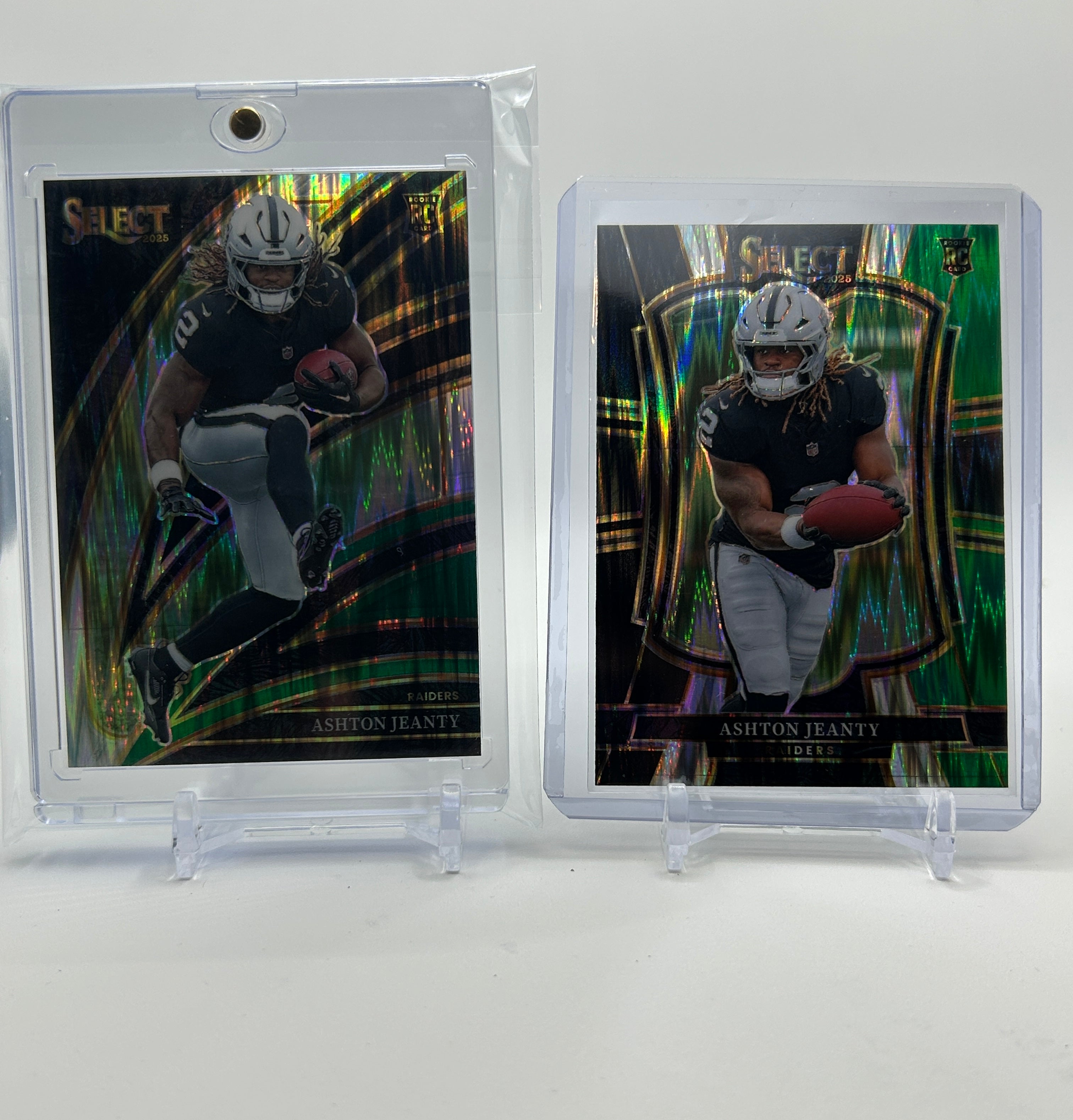 2025 Panini Select Ashton Jeanty Black & Green Shock Prizm Club + Premier Level