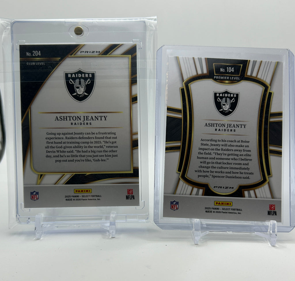 2025 Panini Select Ashton Jeanty Black & Green Shock Prizm Club + Premier Level