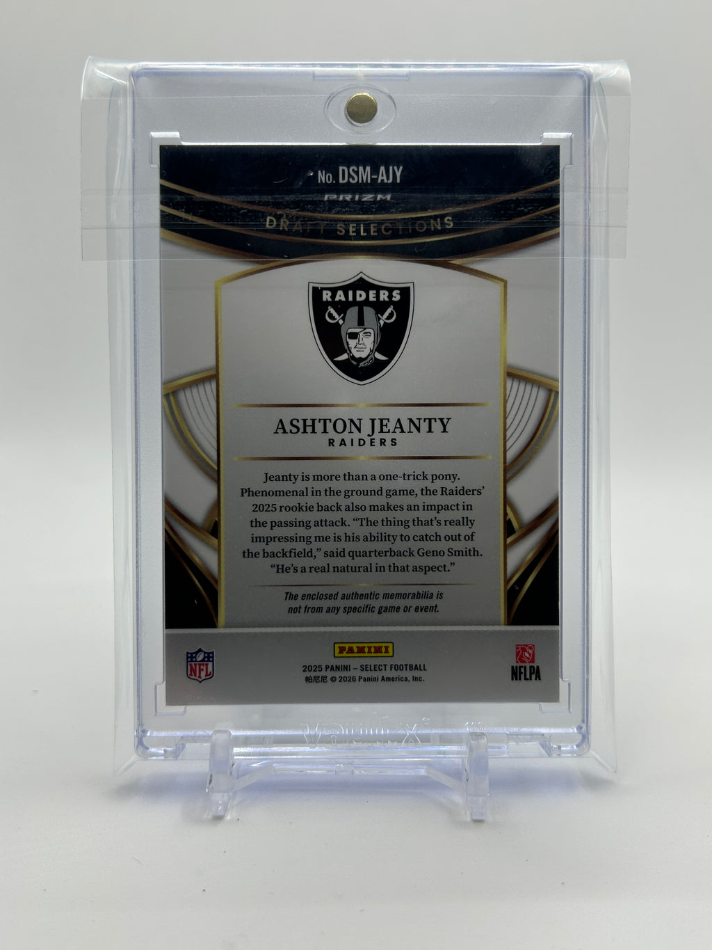 2025 Panini Select Ashton Jeanty Draft Selections Rookie Swatches Red Prizm