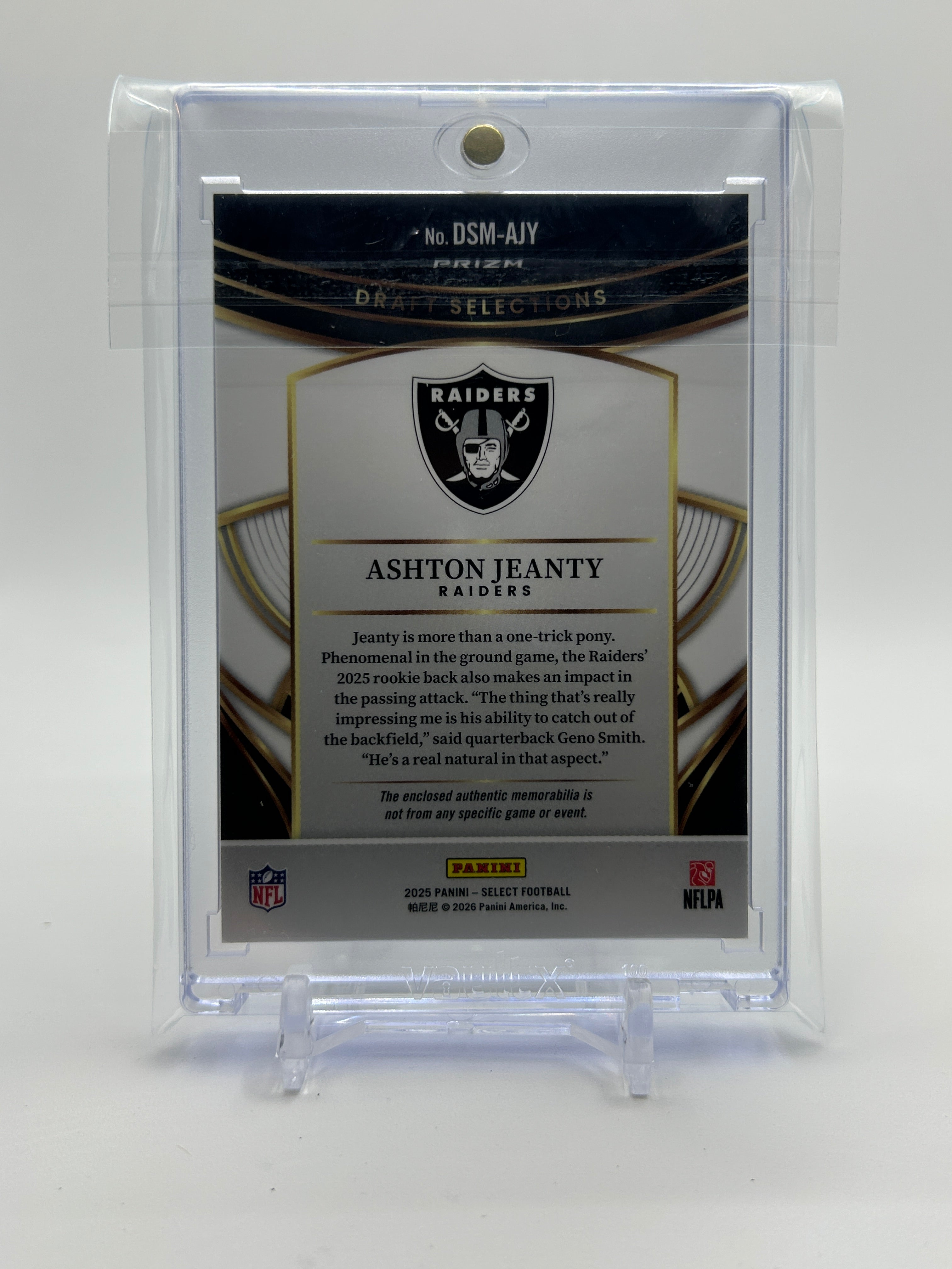 2025 Panini Select Ashton Jeanty Draft Selections Rookie Swatches Red Prizm