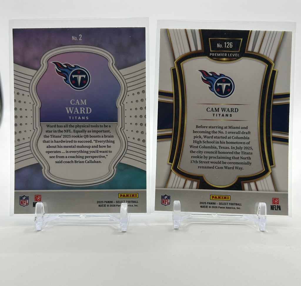 2025 Panini Select Cam Ward Premier + Futures + Overcharged Rookie Set (x4)
