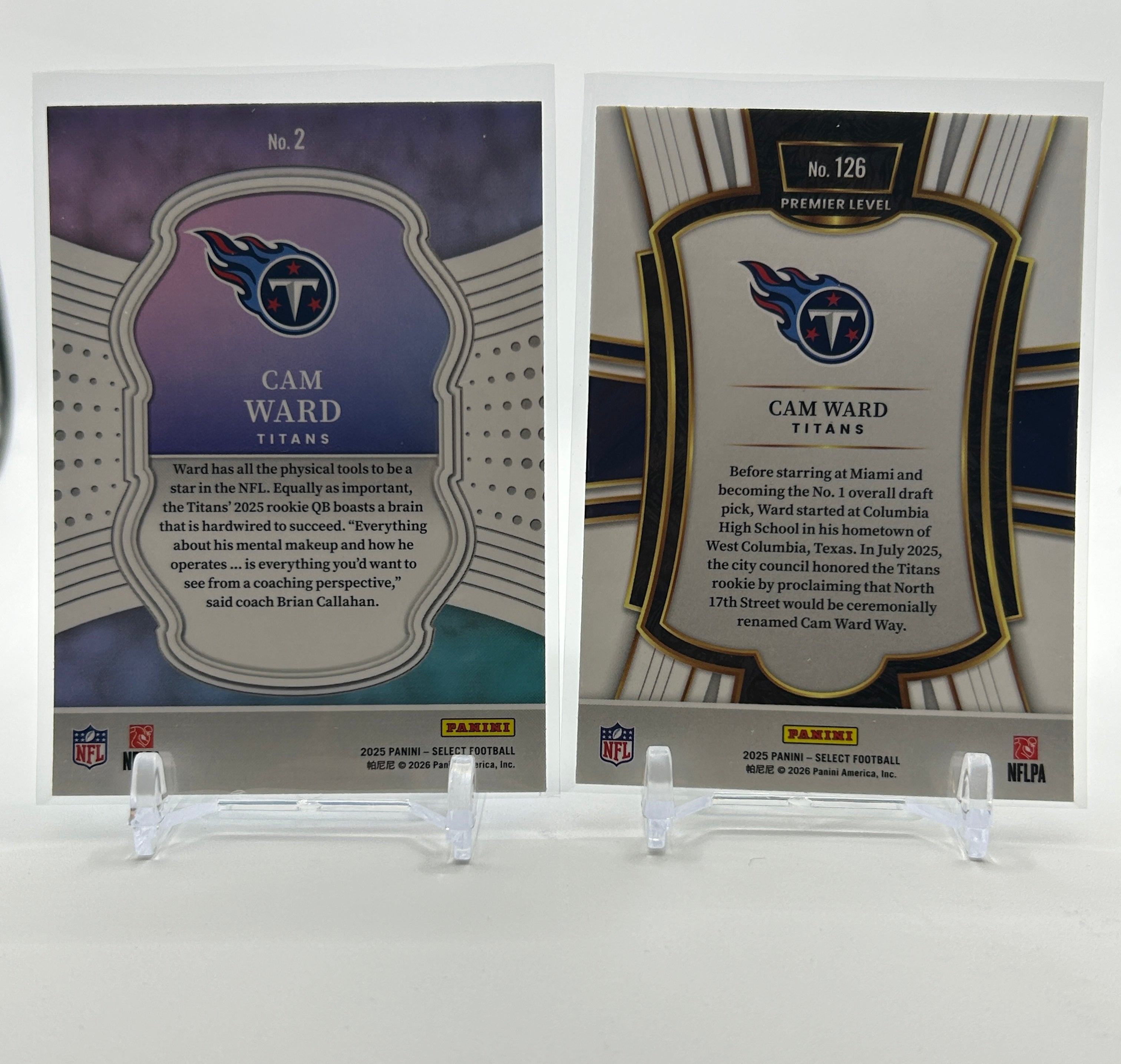 2025 Panini Select Cam Ward Premier + Futures + Overcharged Rookie Set (x4)