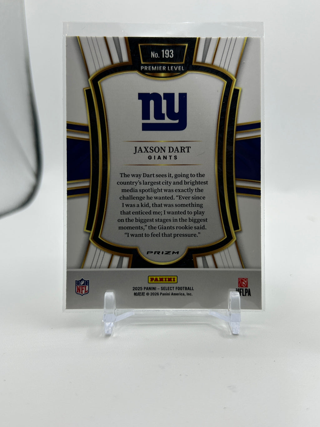 2025 Panini Select Jaxson Dart Premier Level Silver Prizm Rookie