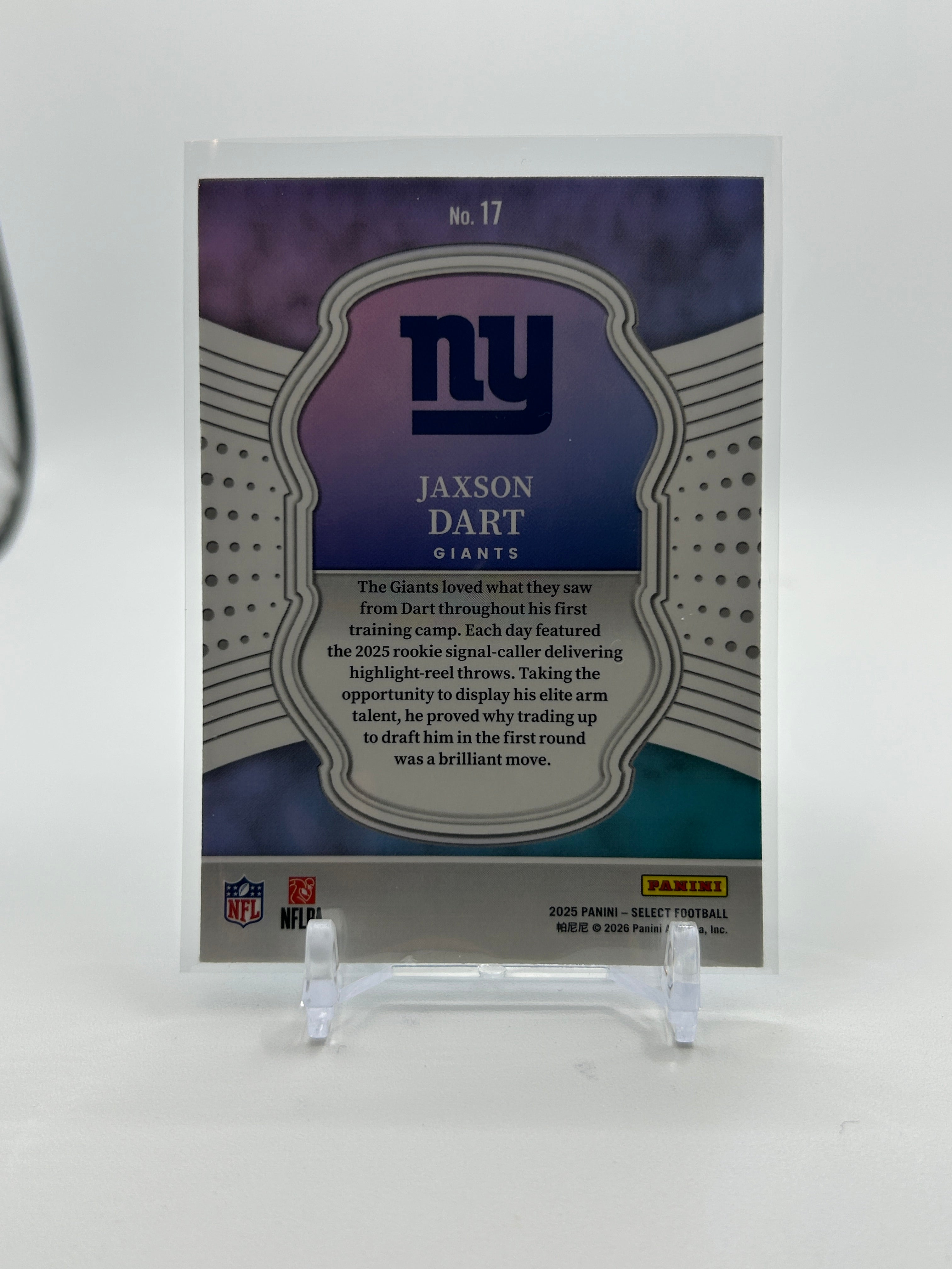 2025 Panini Select Jaxson Dart Select Certified Rookie