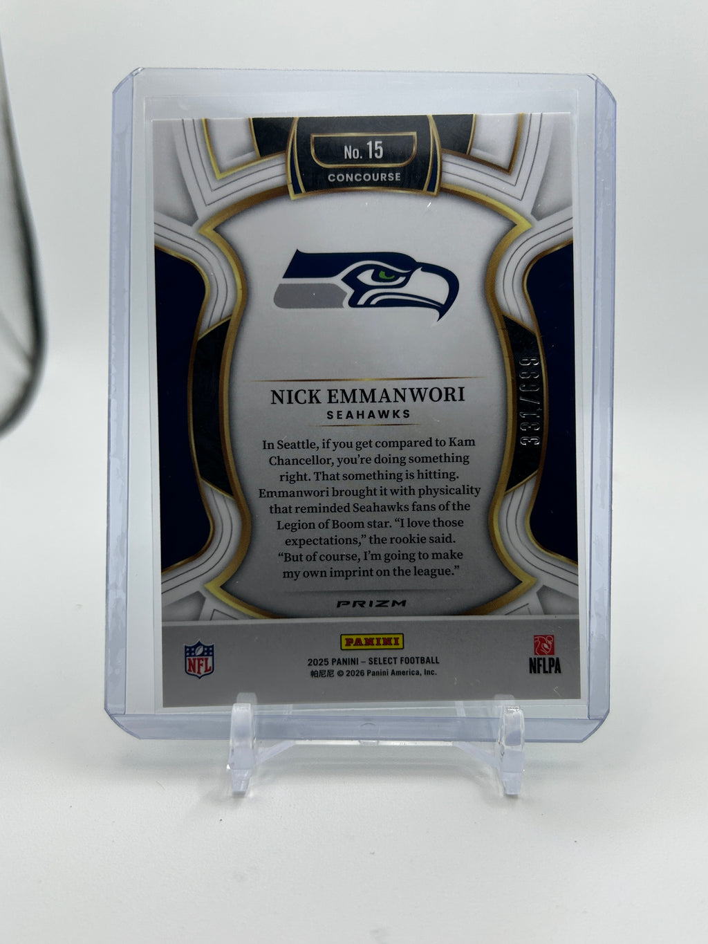 2025 Panini Select Nick Emmanwori Concourse Lime Green Prizm Rookie /699