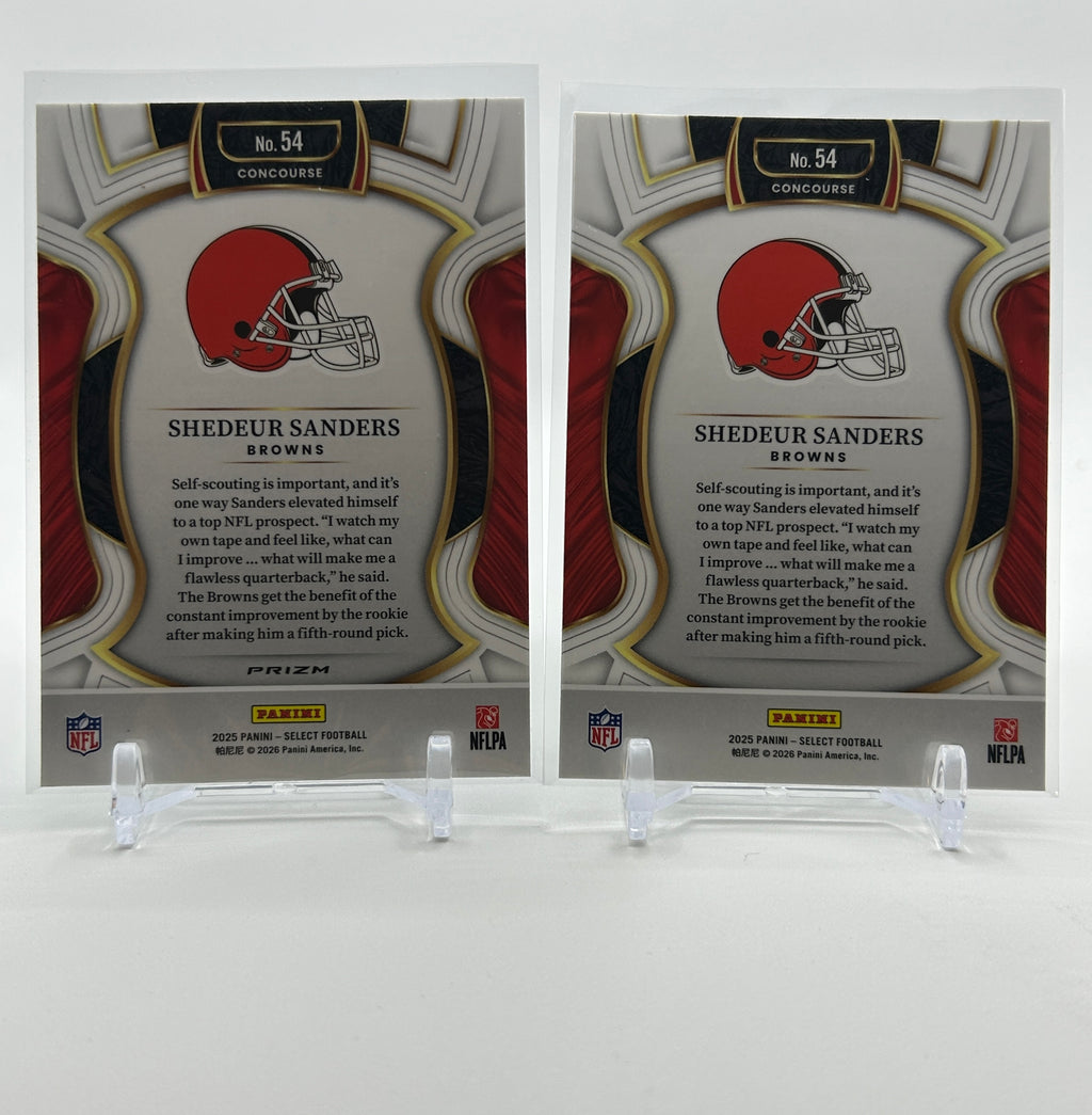 2025 Panini Select Shadeur Sanders Black & Green Shock Prizm Rookie + Base