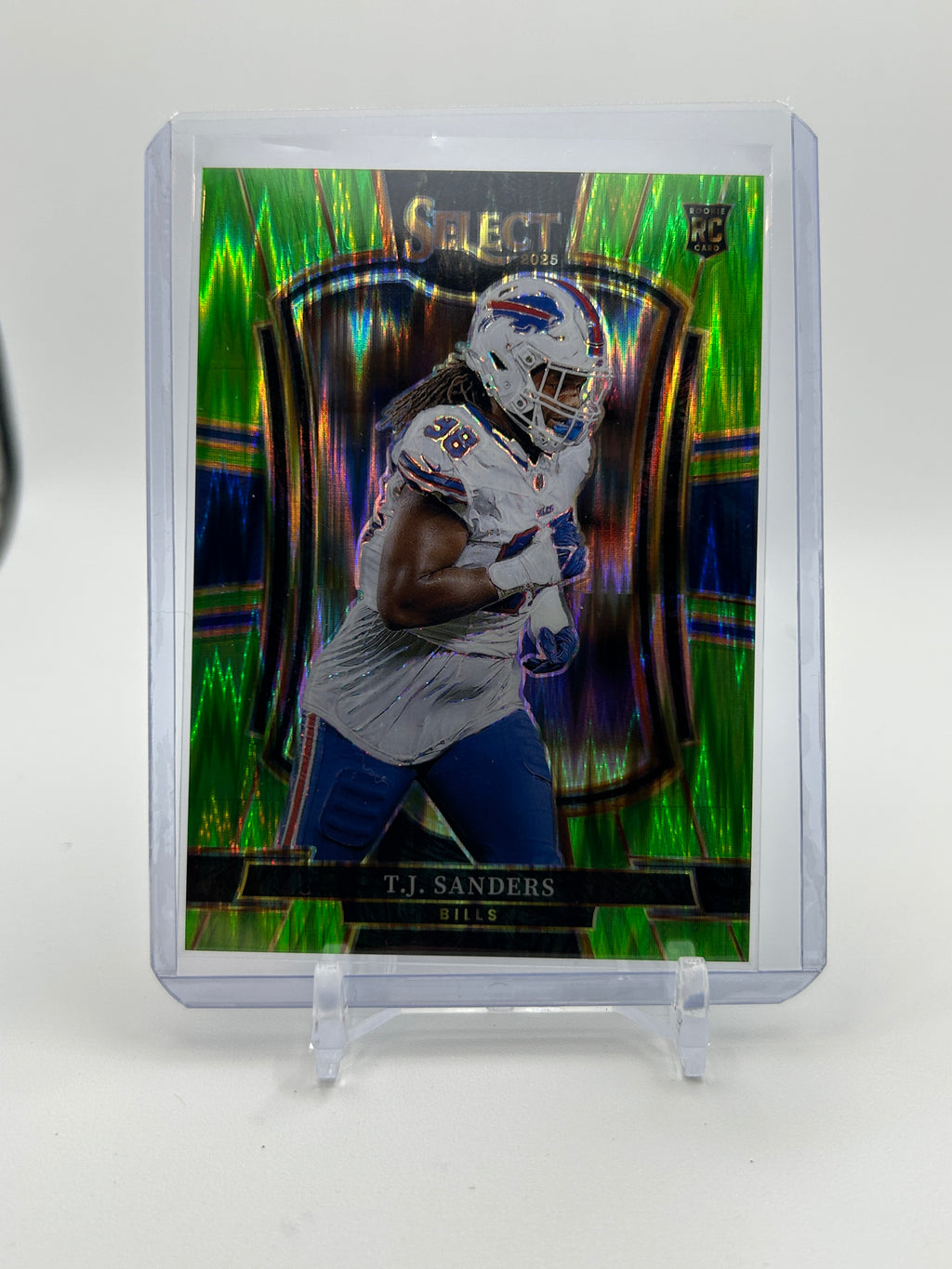 2025 Panini Select T.J. Sanders Premier Level Lime Green Prizm Rookie /699