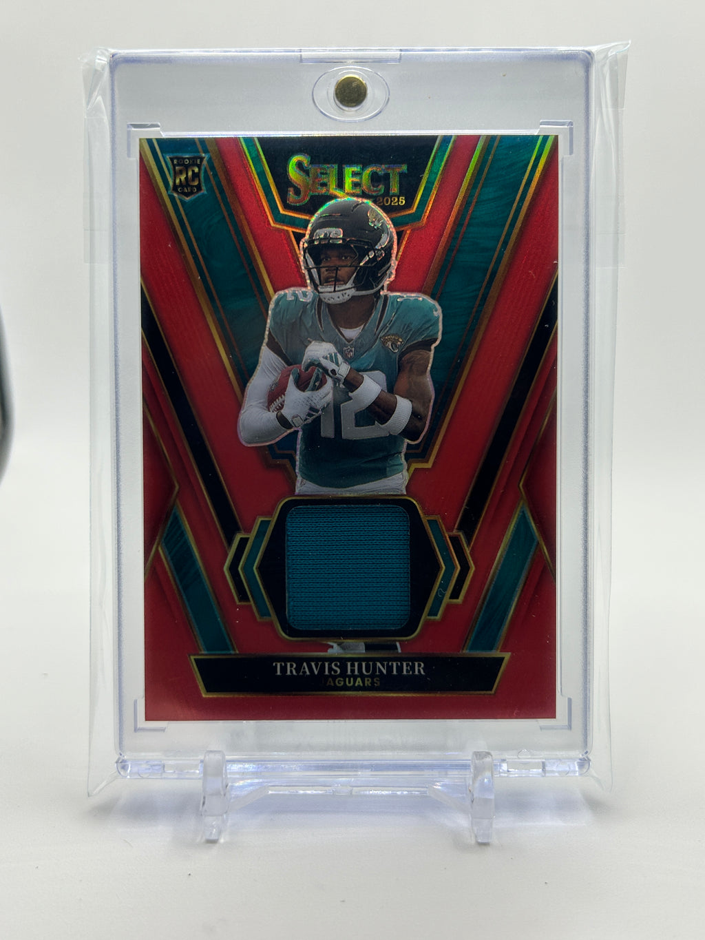 2025 Panini Select Travis Hunter Draft Selections Rookie Swatches Red Prizm
