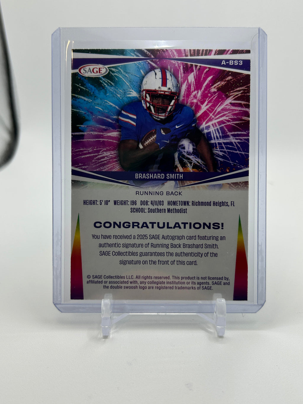 2025 Sage Brashard Smith Blue Rookie Auto