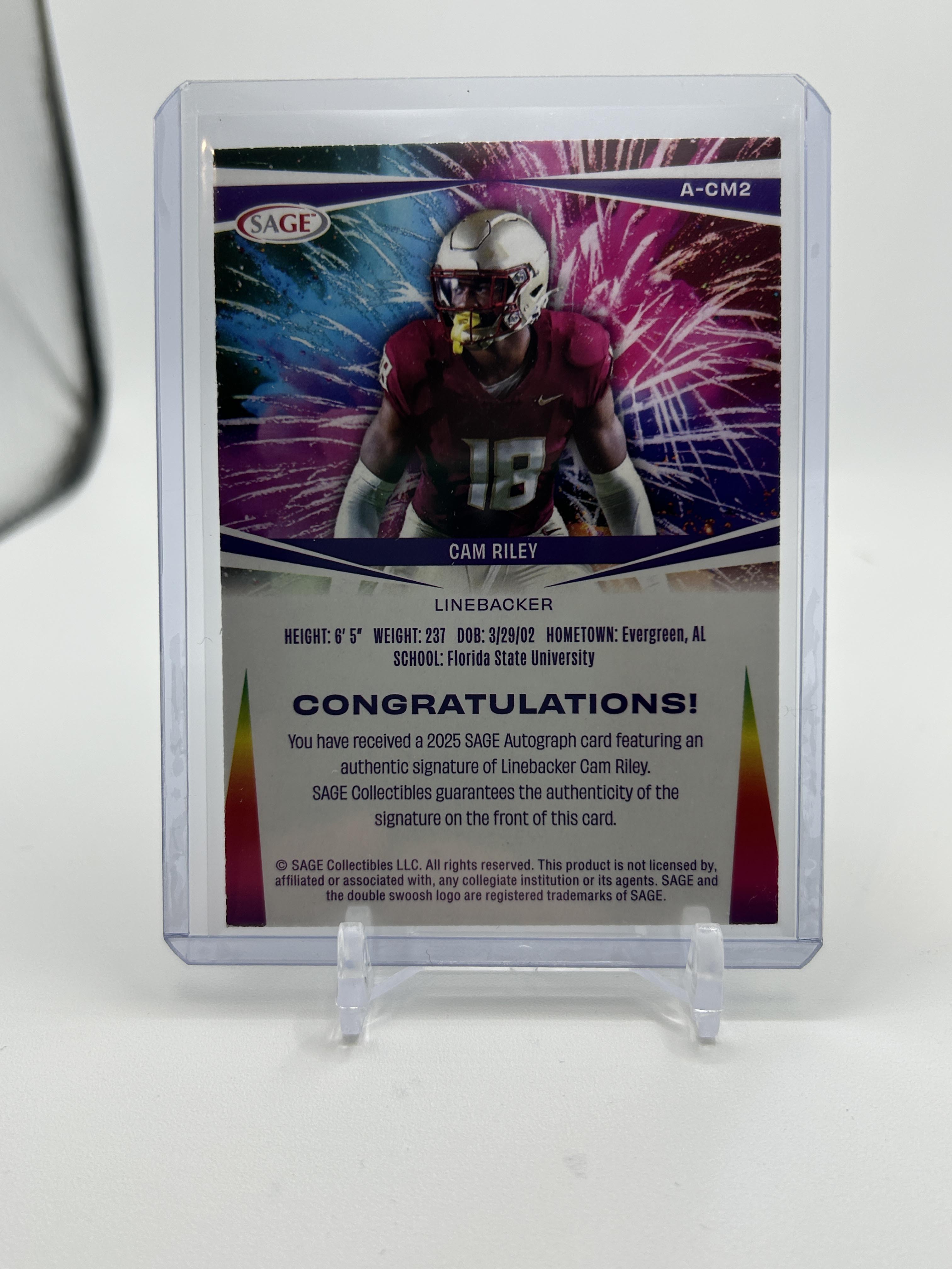 2025 Sage Cam Riley Red Rookie Auto