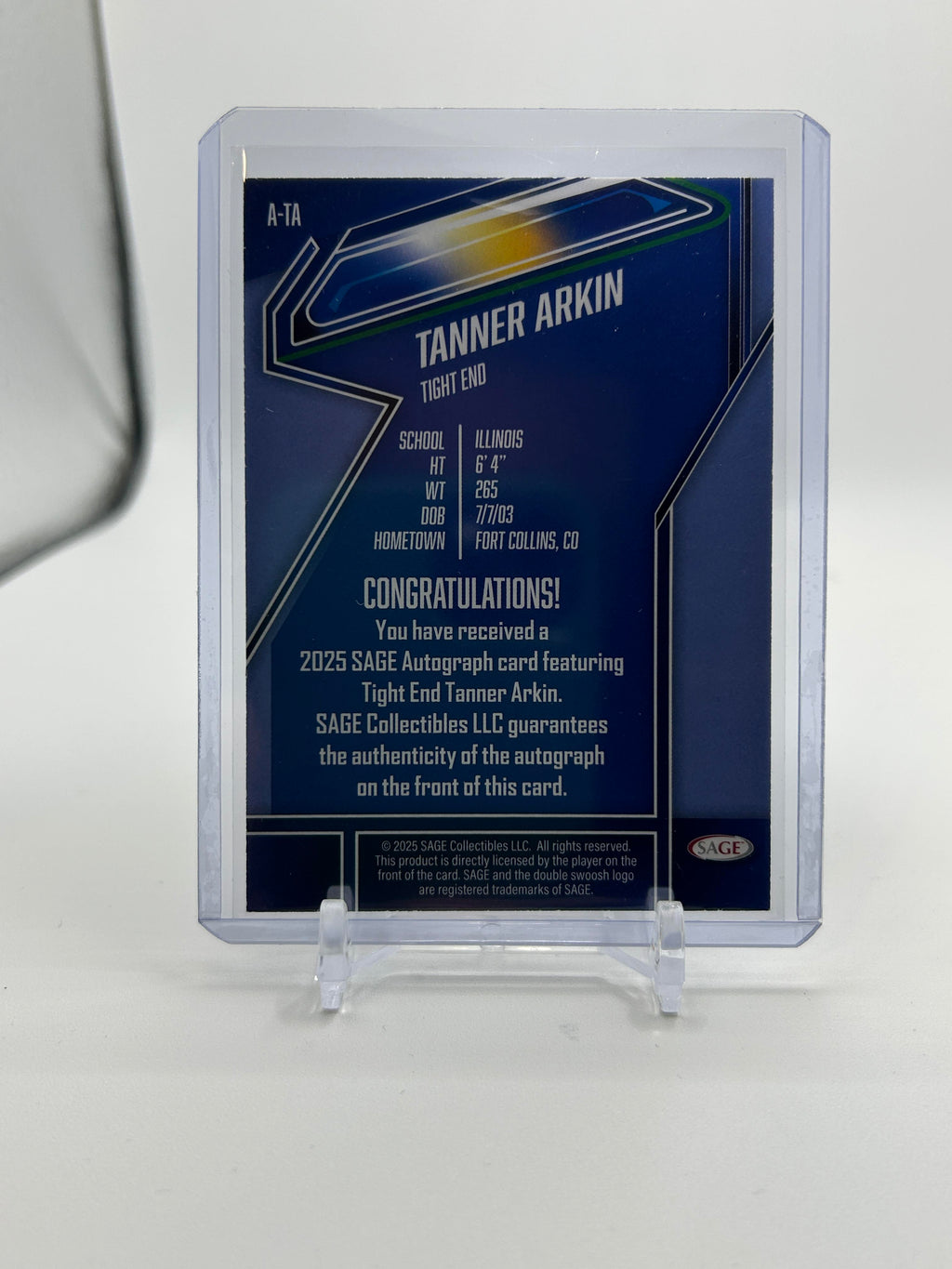 2025 Sage Tanner Arkin Red Rookie Auto