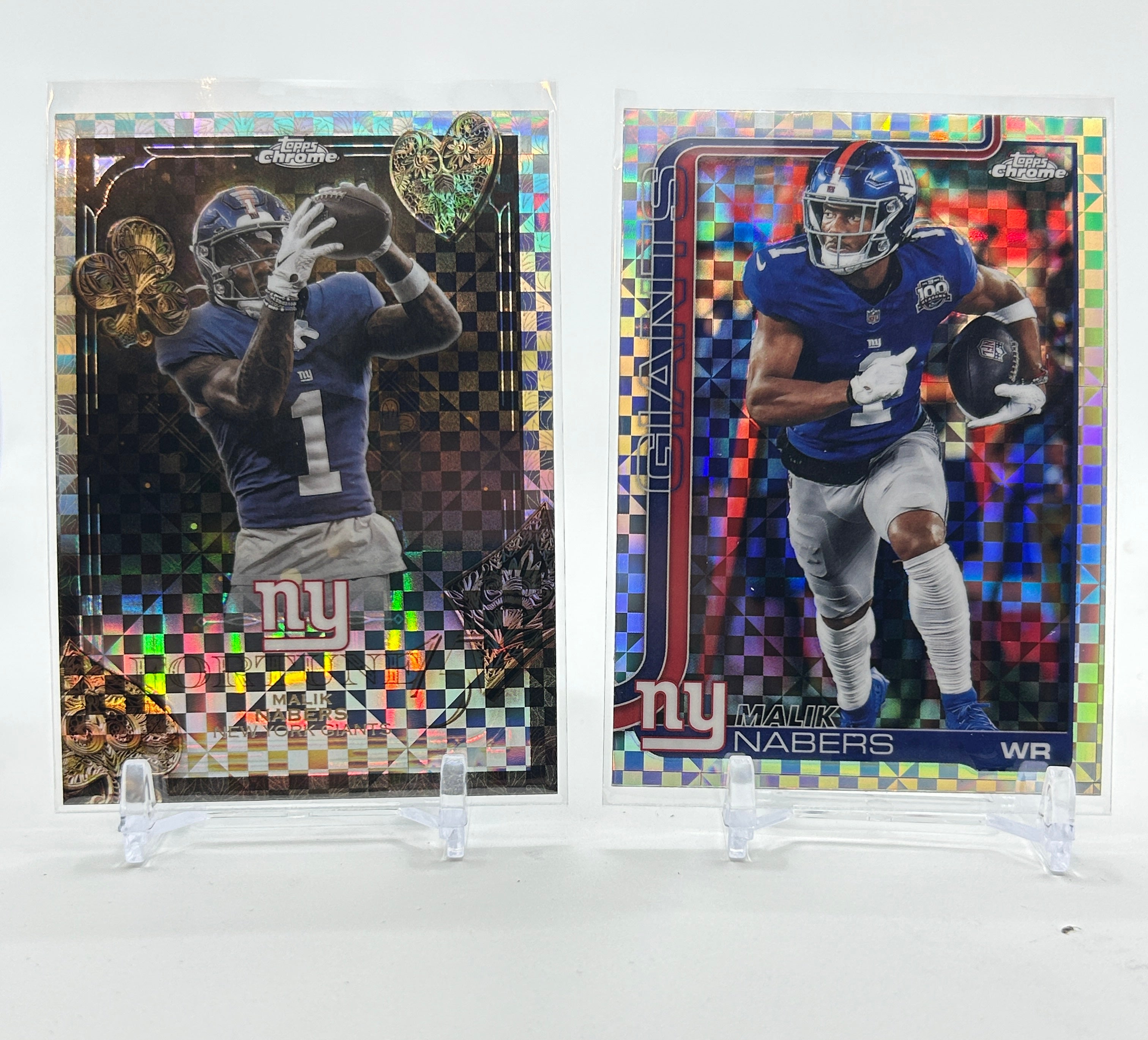 2025 Topps Chrome Malik Nabers Fortune + Base Mega Prizm SP Set (x2)