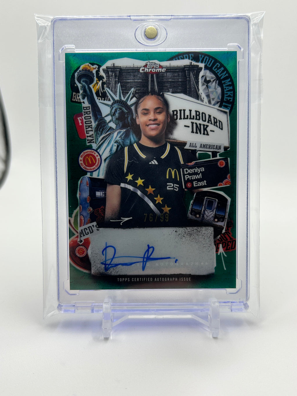 2025 Topps Chrome McDonald's Deniya Prawl Billboard Ink Green Refractor Auto /99