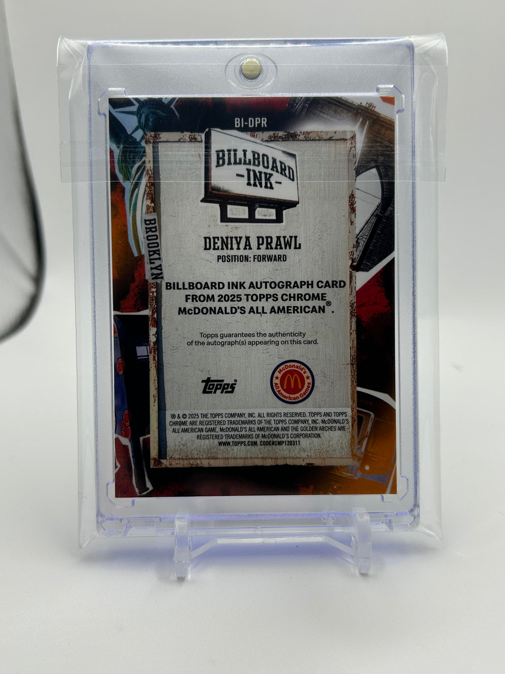 2025 Topps Chrome McDonald's Deniya Prawl Billboard Ink Green Refractor Auto /99