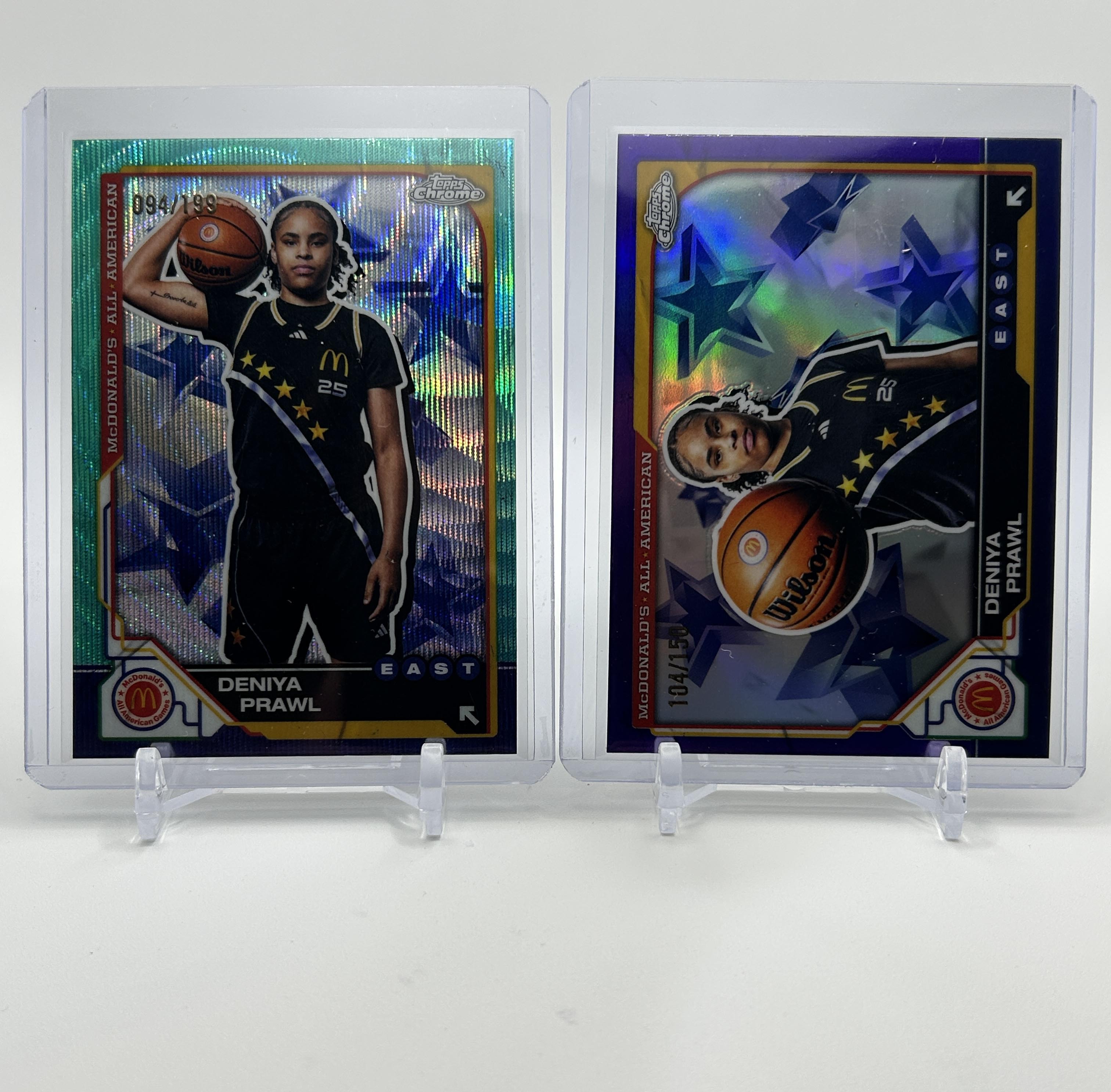 2025 Topps Chrome McDonald's Deniya Prawl Blue Refractor /150 + Aqua /199