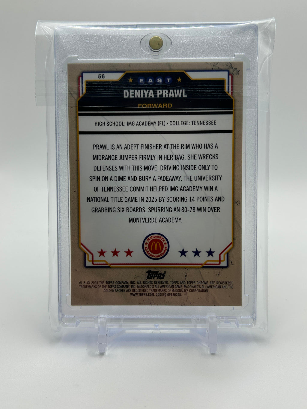 2025 Topps Chrome McDonald's Deniya Prawl Tie-Dye Refractor /25
