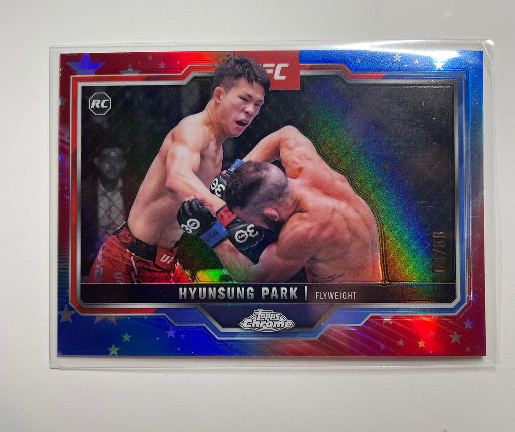 2025 Topps Chrome UFC Hyunsung Park Red White Blue Prizm Rookie /88