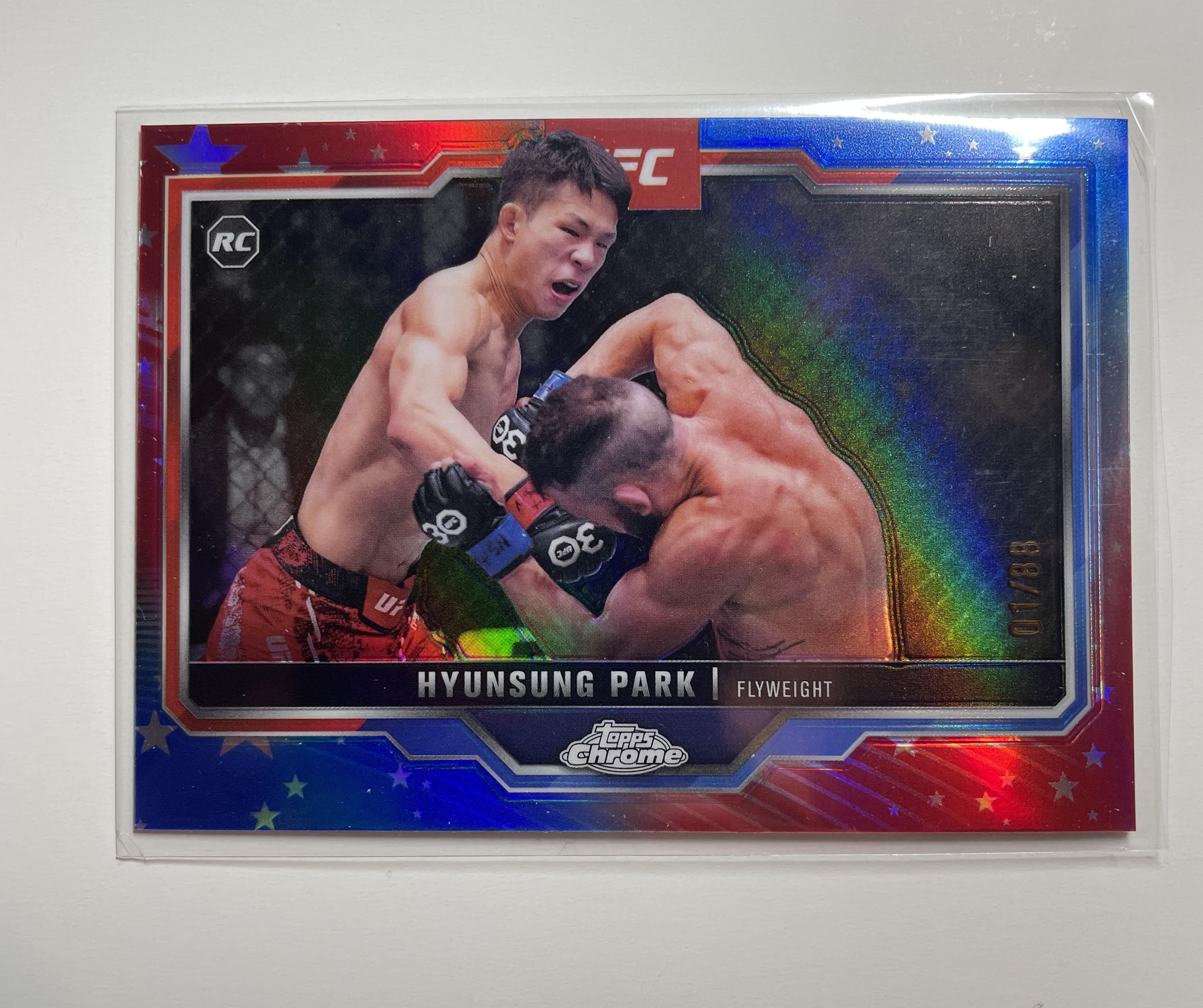 2025 Topps Chrome UFC Hyunsung Park Red White Blue Prizm Rookie /88