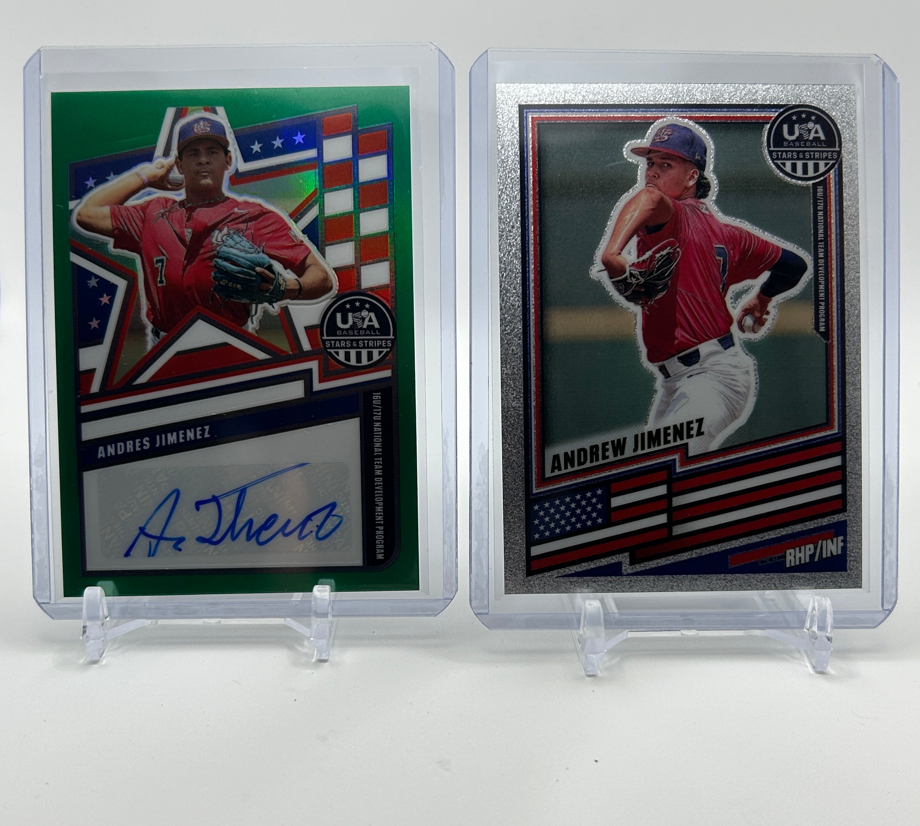 2026 Panini USA Stars & Stripes Andres Jimenez Green Prizm Auto + Silver Prizm
