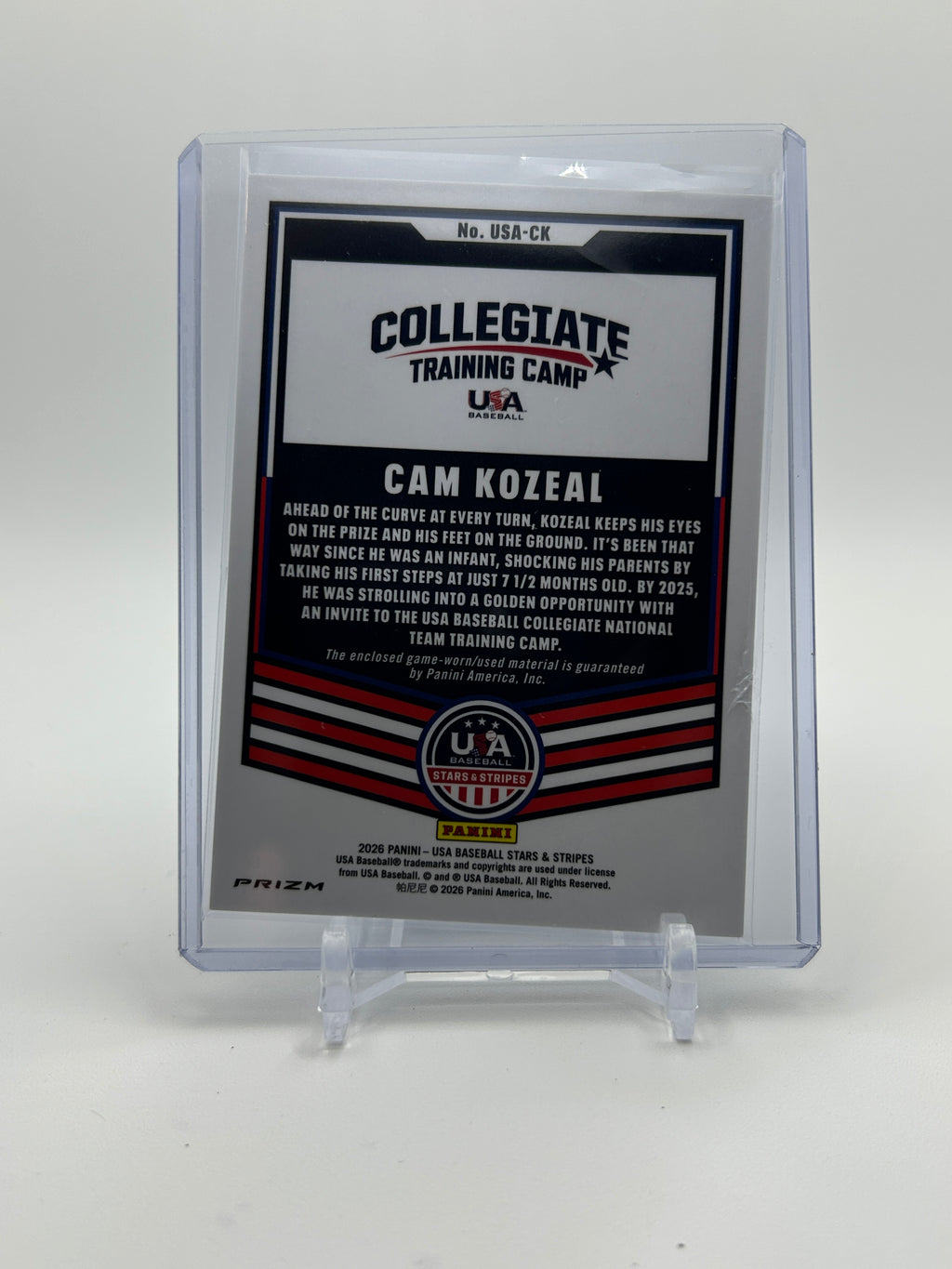 2026 Panini USA Stars & Stripes Cam Kozeal Silver Prizm Patch