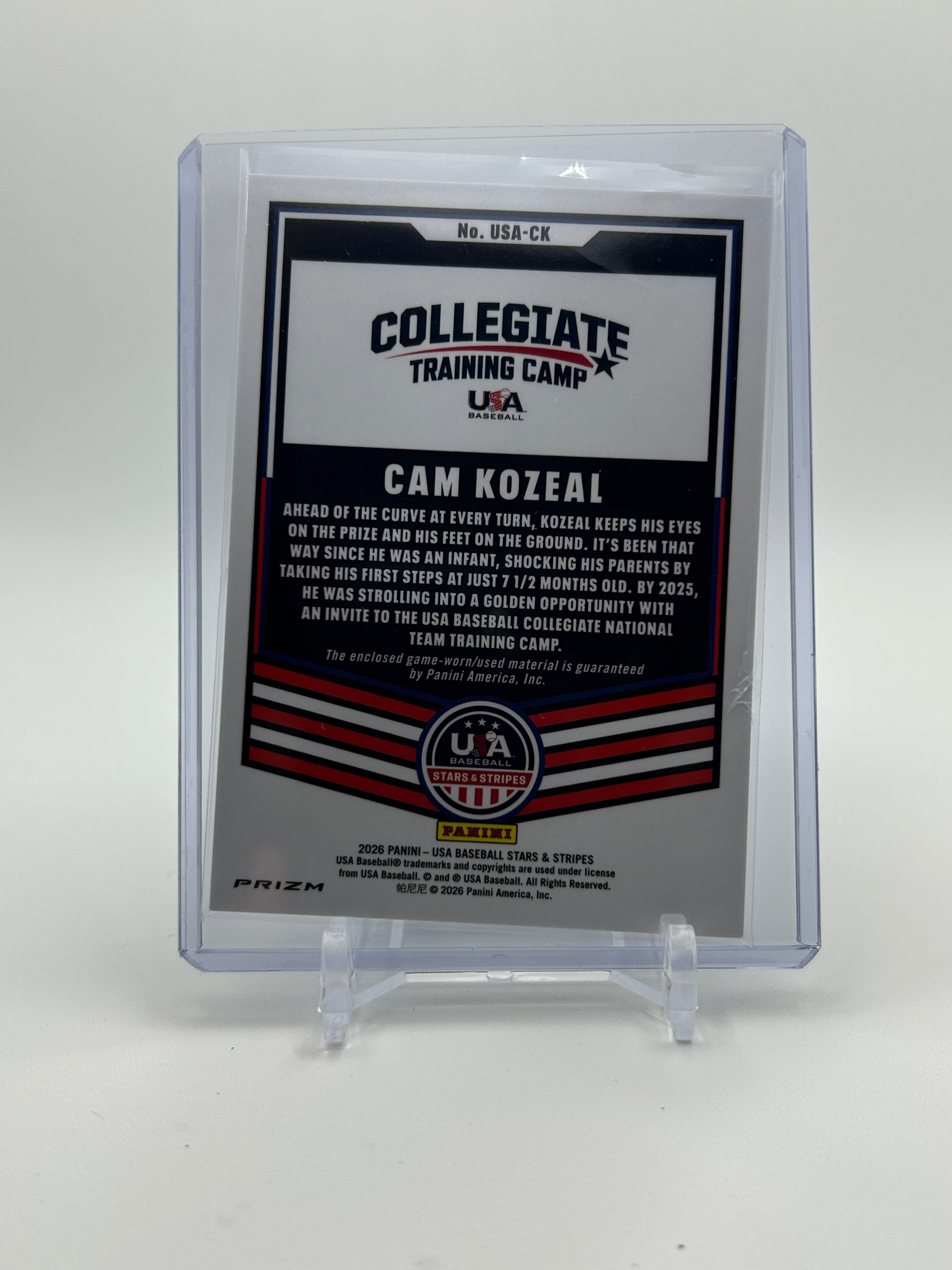 2026 Panini USA Stars & Stripes Cam Kozeal Silver Prizm Patch