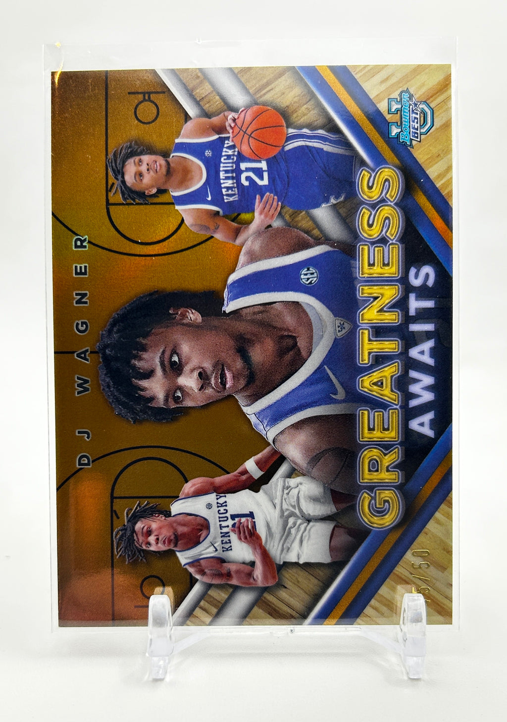 2023-24 Bowman U Best DJ Wagner Greatness Awaits Gold Refractor /50