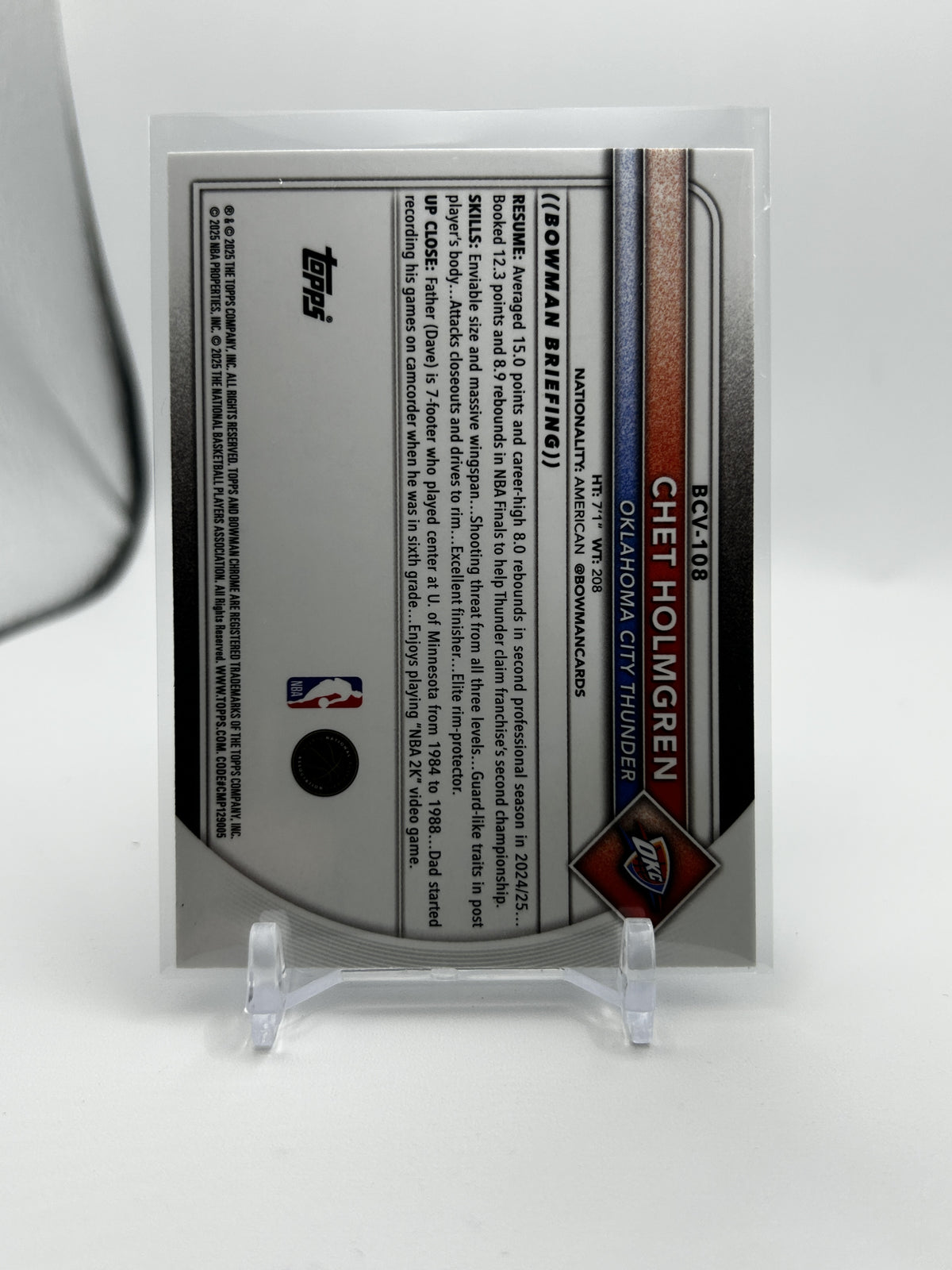2025-26 Bowman Chrome Chet Holmgren Blue Shimmer /150 #108